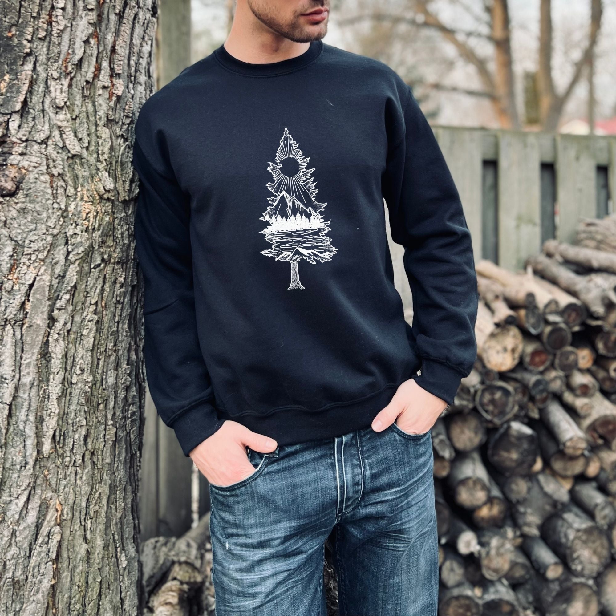 Lone Pine Sweatshirt - Tree Hoodie or Crewneck *UNISEX FIT*-Sweatshirts-208 Tees Wholesale, Idaho