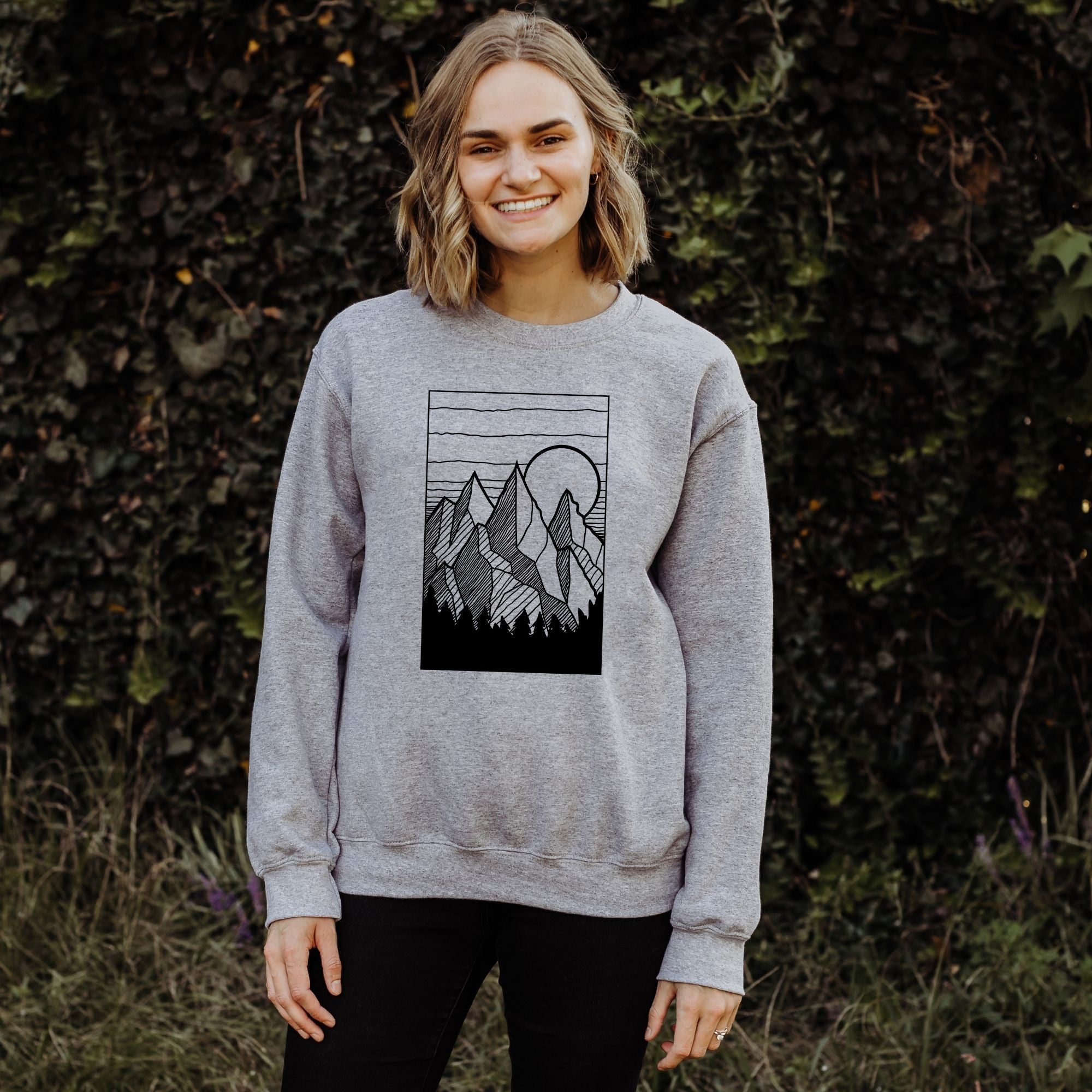 Rectangle Mountain Sweatshirt - Nature Hoodie or Crewneck *UNISEX FIT*-Sweatshirts-208 Tees Wholesale, Idaho