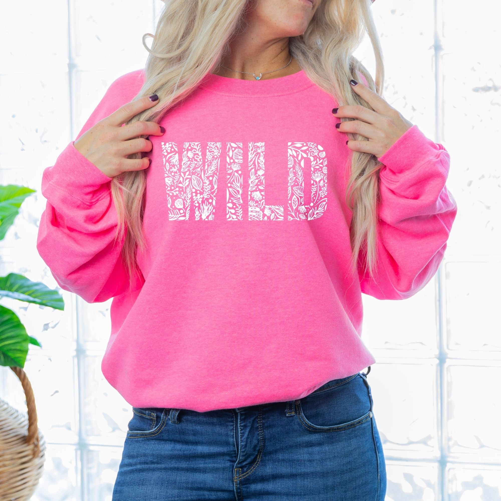 Floral Wild Sweatshirt -Botanical Hoodie or Crewneck *UNISEX FIT*-Sweatshirts-208 Tees Wholesale, Idaho