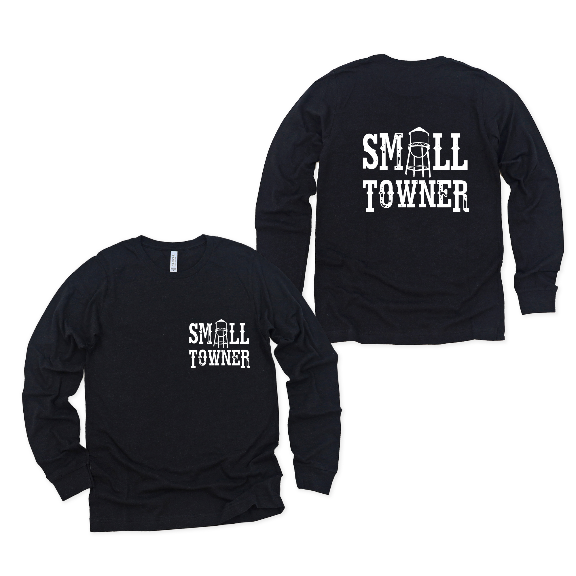 Small Towner Pocket & Back Logo Long Sleeve Shirt *UNISEX FIT*-Long Sleeves-208 Tees Wholesale, Idaho