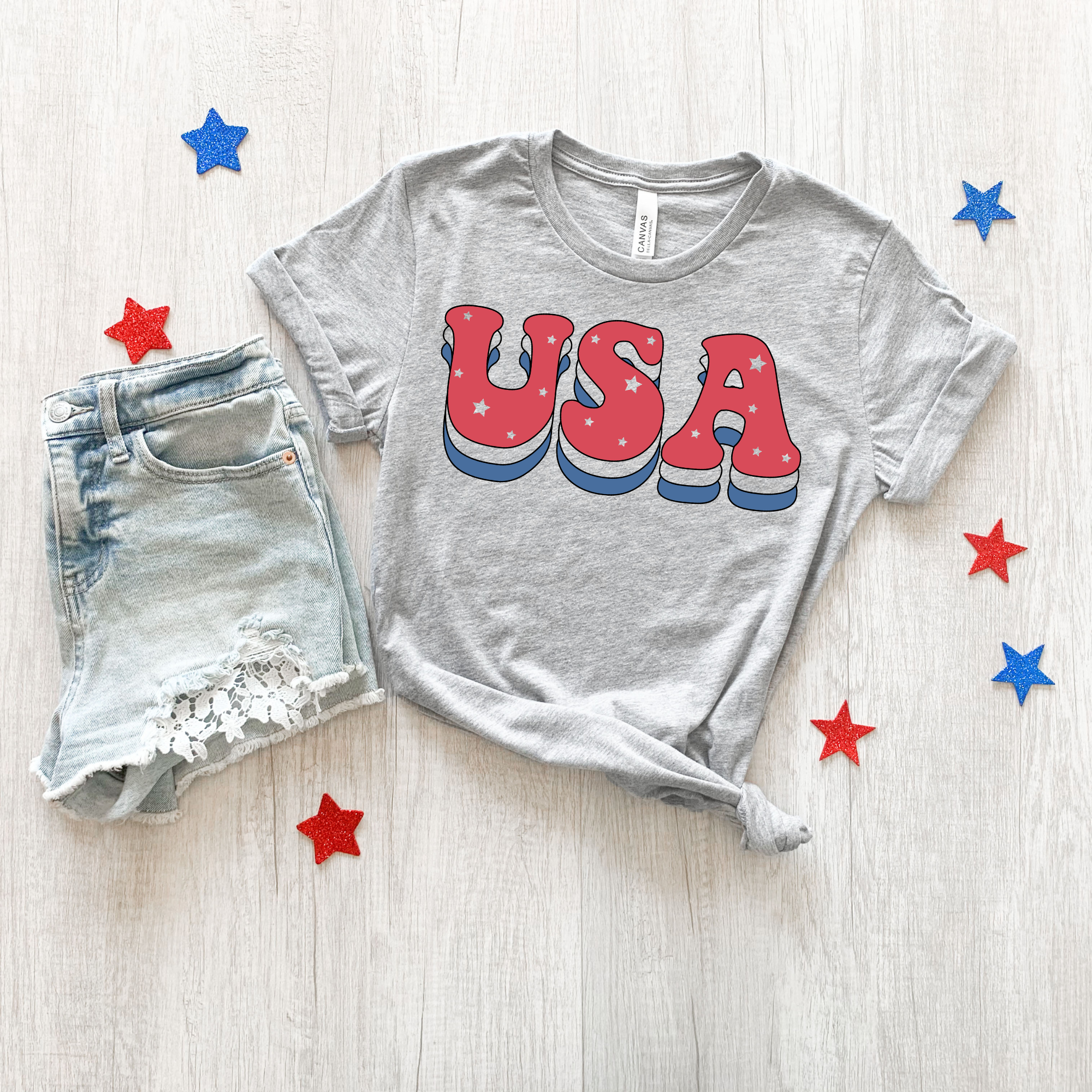 USA Bubble T Shirt for 4th Of July *UNISEX FIT*-Graphic Tees-208 Tees Wholesale, Idaho
