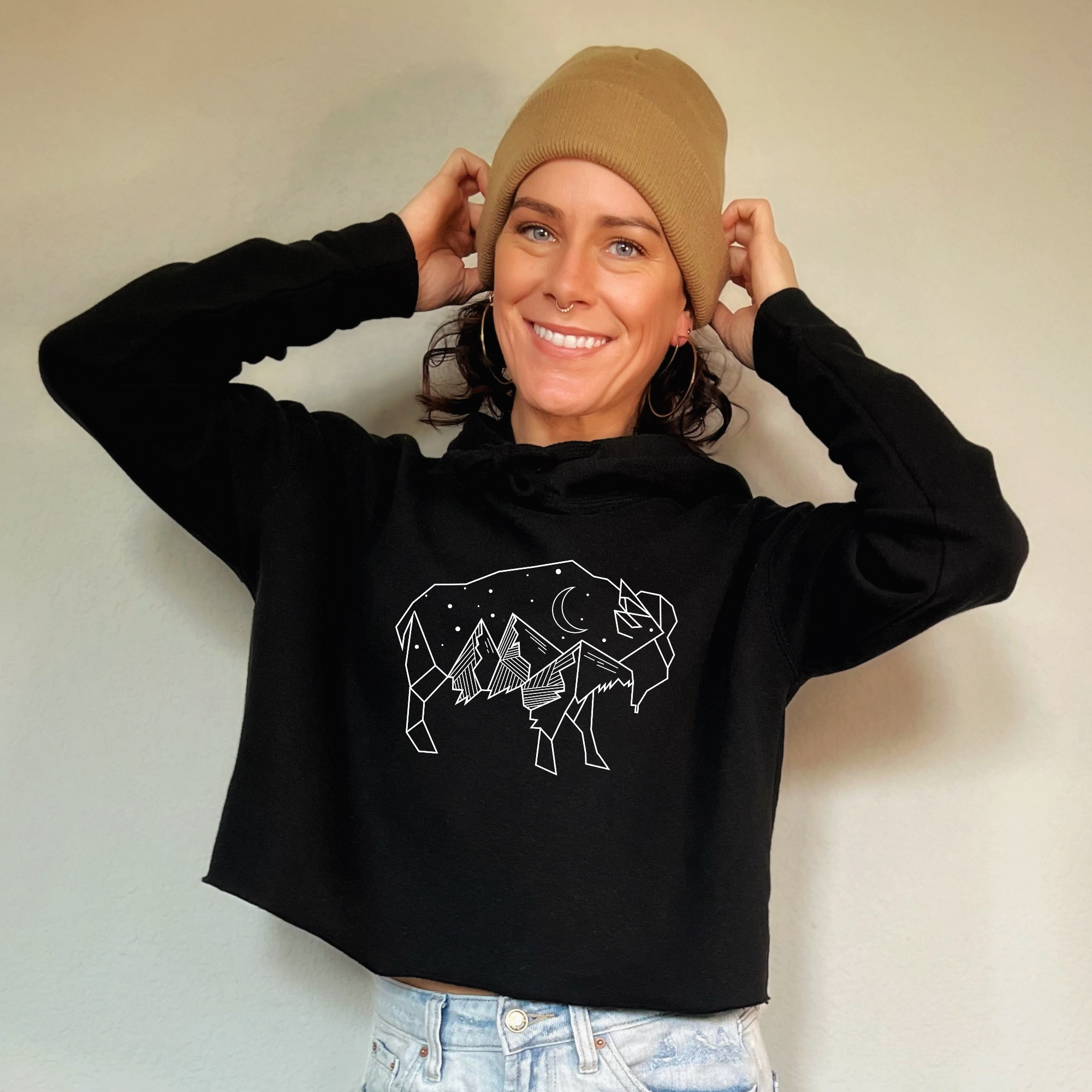 Buffalo Bella Canvas Cropped Sweatshirt or Crop Hoodie *Women's Crop Fit*-208 Tees Wholesale, Idaho