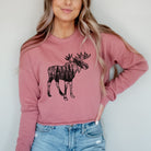 Moose Bella Canvas Cropped Sweatshirt or Crop Hoodie *Women's Crop Fit*-208 Tees Wholesale, Idaho