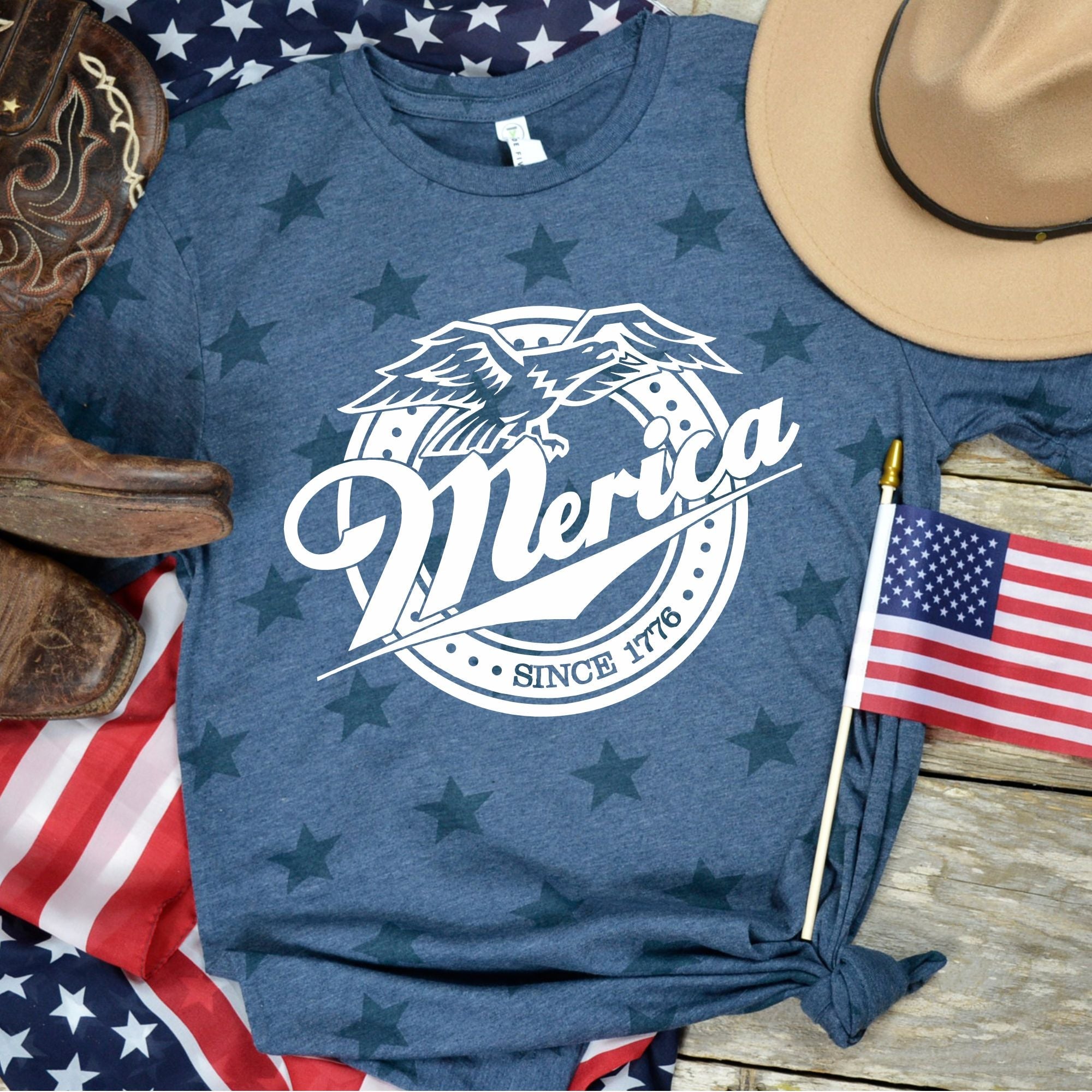 Merica Beer T Shirt for 4th Of July *UNISEX FIT*-Graphic Tees-208 Tees Wholesale, Idaho