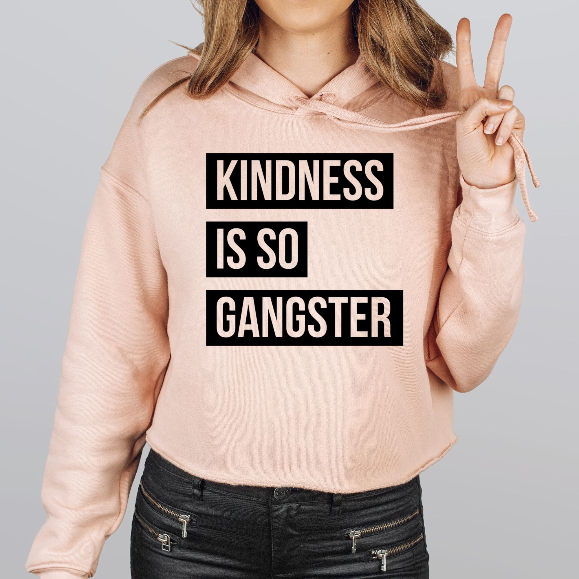 Kindness Is So Gangster Bella Canvas Cropped Sweatshirt or Crop Hoodie *Women's Crop Fit*-208 Tees Wholesale, Idaho