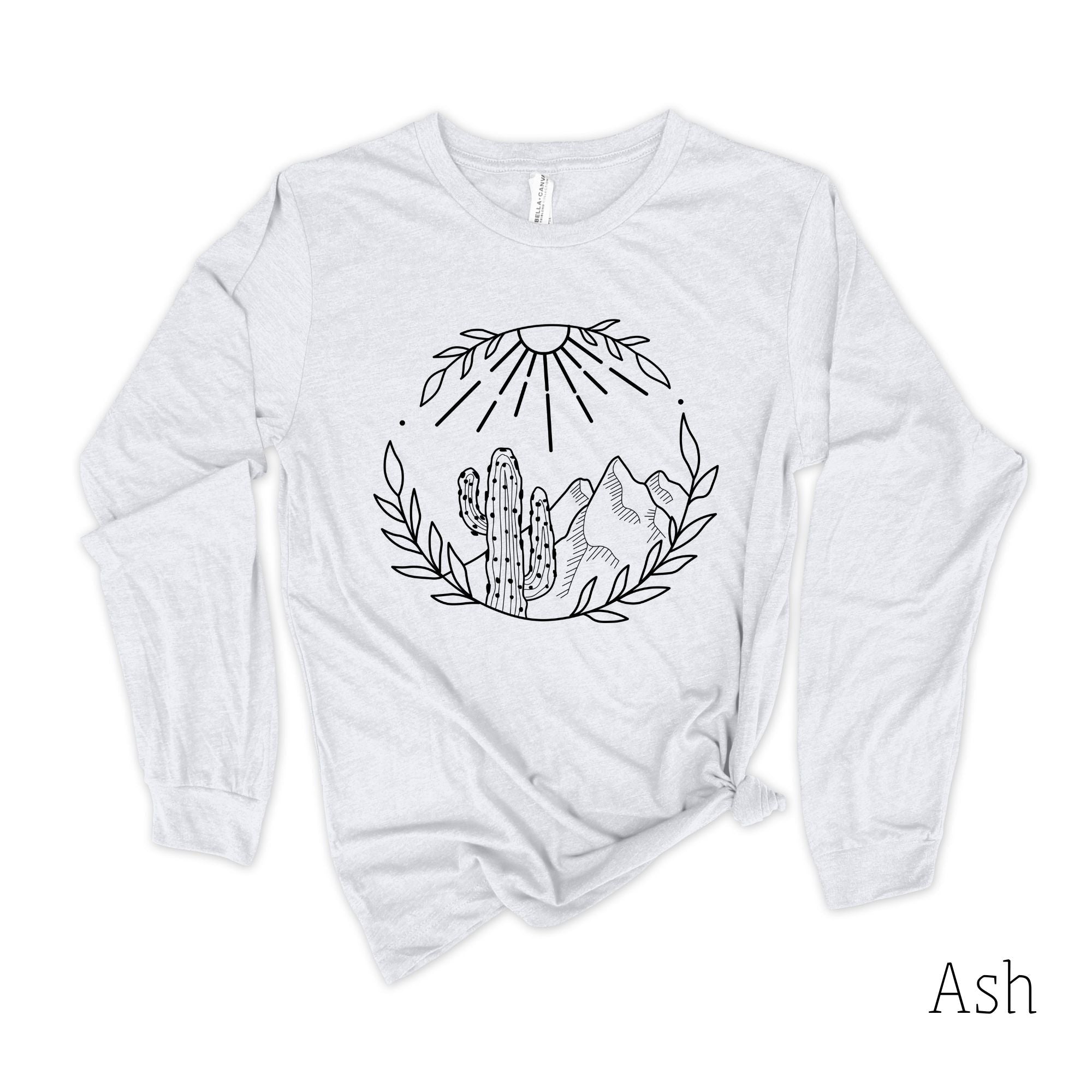 Cactus Long Sleeve Shirt, Cute Desert Long Sleeve T Shirt, Long Sleeve Shirts for Women, Wanderlust Shirt, Gift for Her, Gift for Wife *UNISEX FIT*-Long Sleeves-208 Tees Wholesale, Idaho