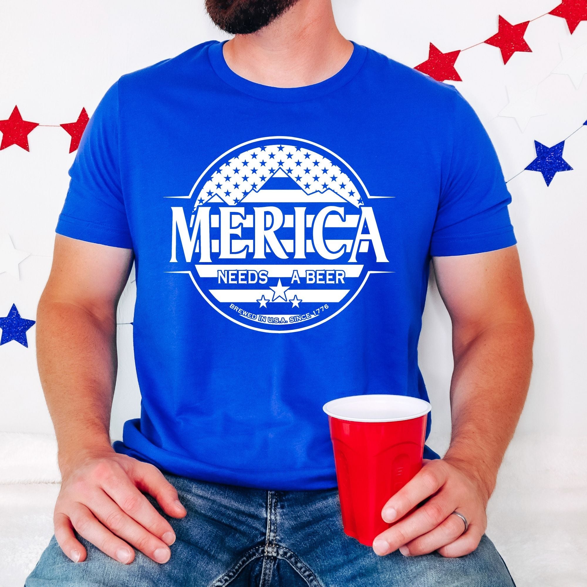 America Needs A Beer T Shirt for 4th Of July *UNISEX FIT*-Graphic Tees-208 Tees Wholesale, Idaho