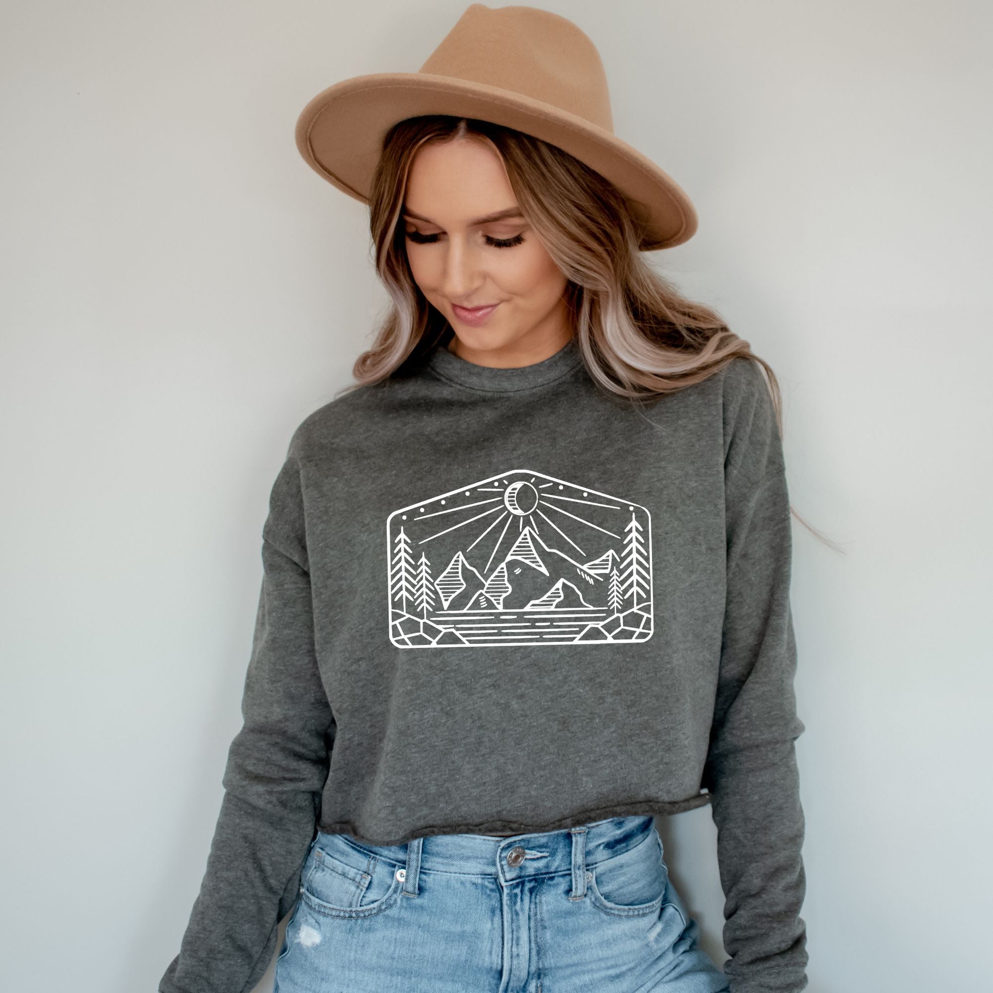 Pentagon Bella Canvas Cropped Sweatshirt or Crop Hoodie *Women's Crop Fit*-208 Tees Wholesale, Idaho