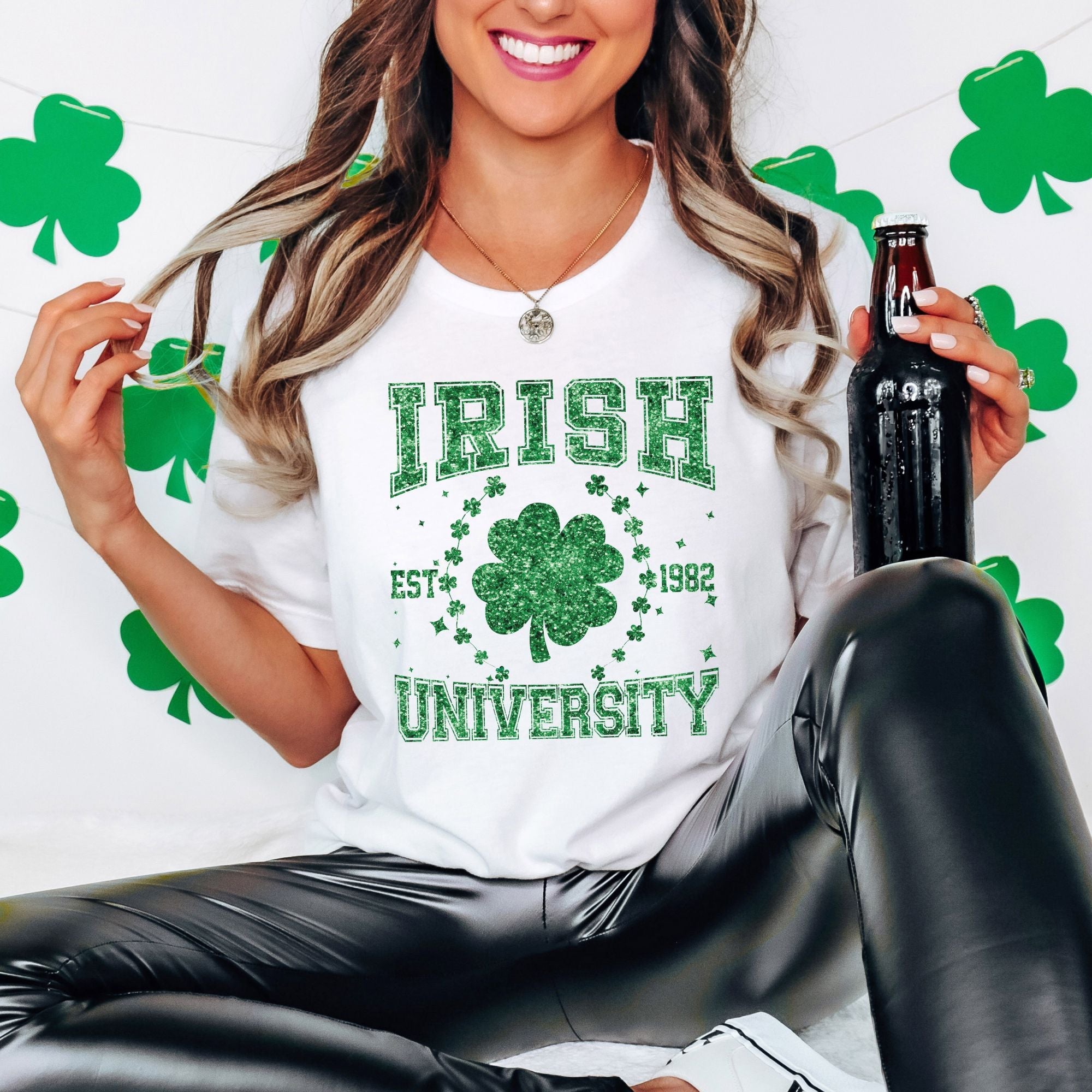 St Patrick's Day Faux Sequin Irish University for Women *UNISEX FIT*-208 Tees Wholesale, Idaho