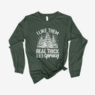 I Like Them Real Thick and Sprucy Hilarious Christmas Tree Long Sleeve *UNISEX FIT*-Long Sleeves-208 Tees Wholesale, Idaho