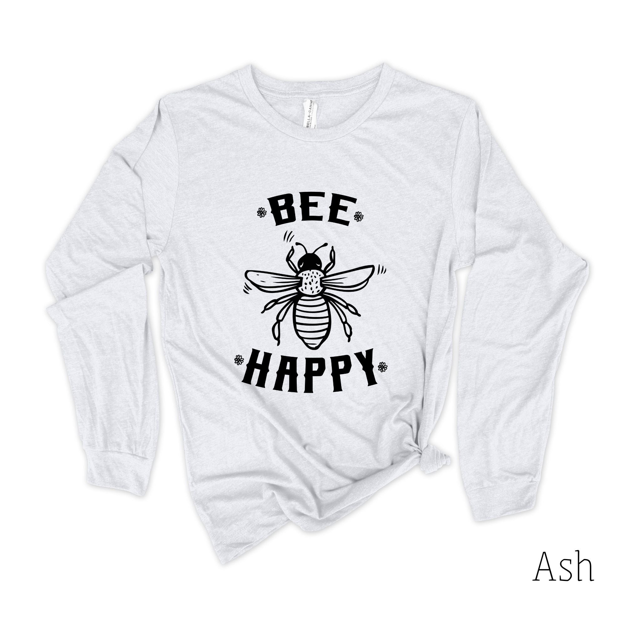 Bee Happy Long Sleeve *UNISEX FIT*-Long Sleeves-208 Tees Wholesale, Idaho