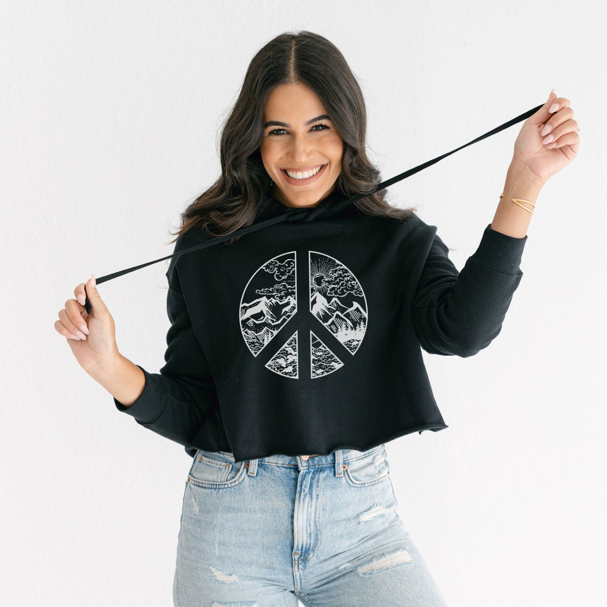 At Peace With Nature Bella Canvas Cropped Sweatshirt or Crop Hoodie *Women's Crop Fit*-208 Tees Wholesale, Idaho
