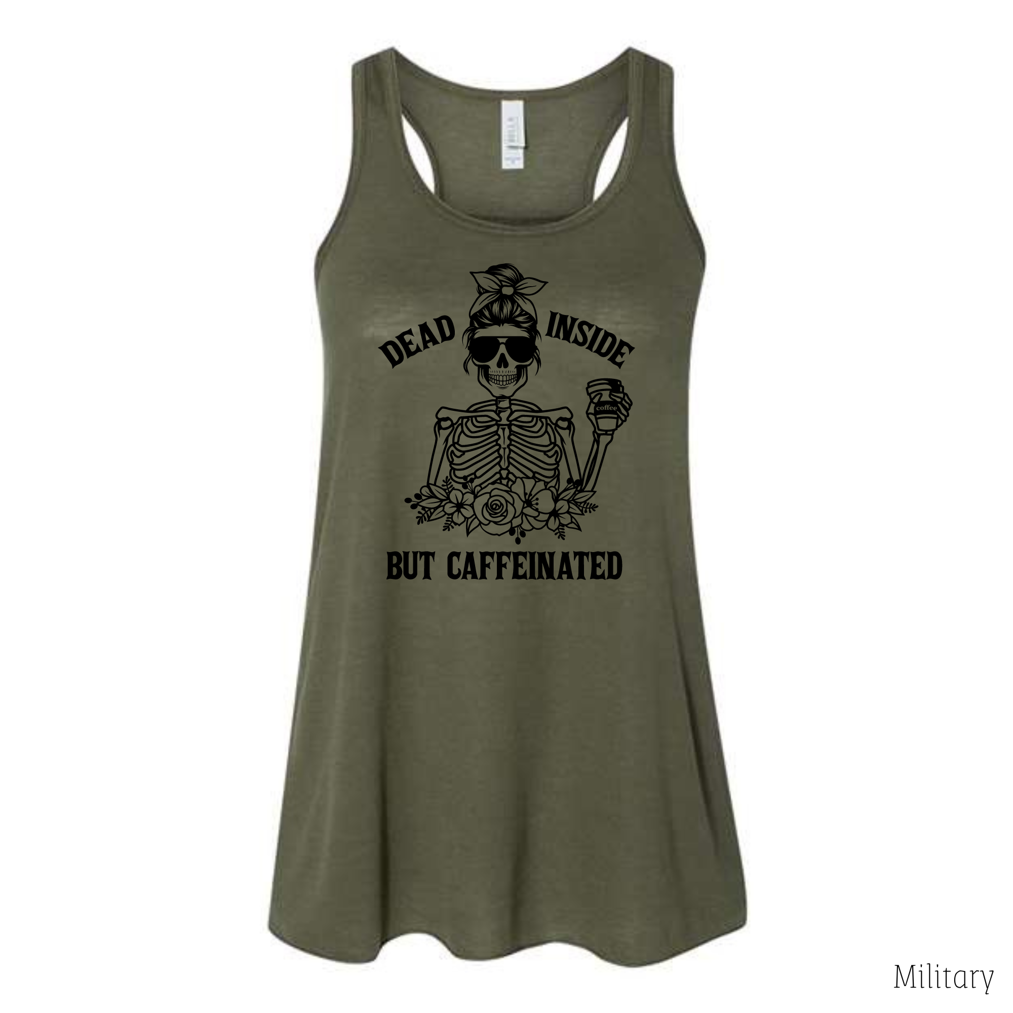 Dead Inside But Caffeinated Tank Top-Tank Tops-208 Tees Wholesale, Idaho