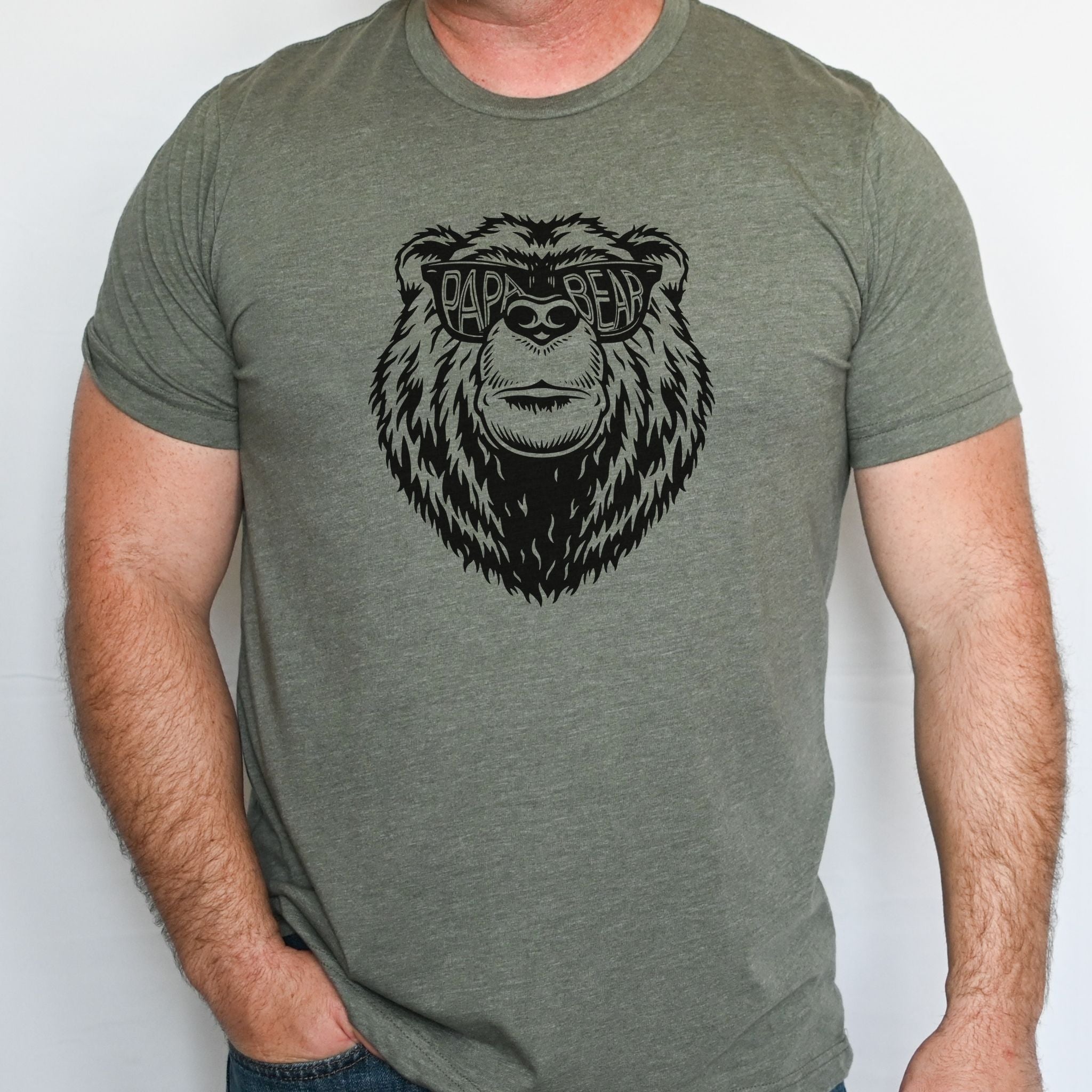 Papa Bear Graphic Tee Long Sleeve 025-Graphic Tees-208 Tees Wholesale, Idaho