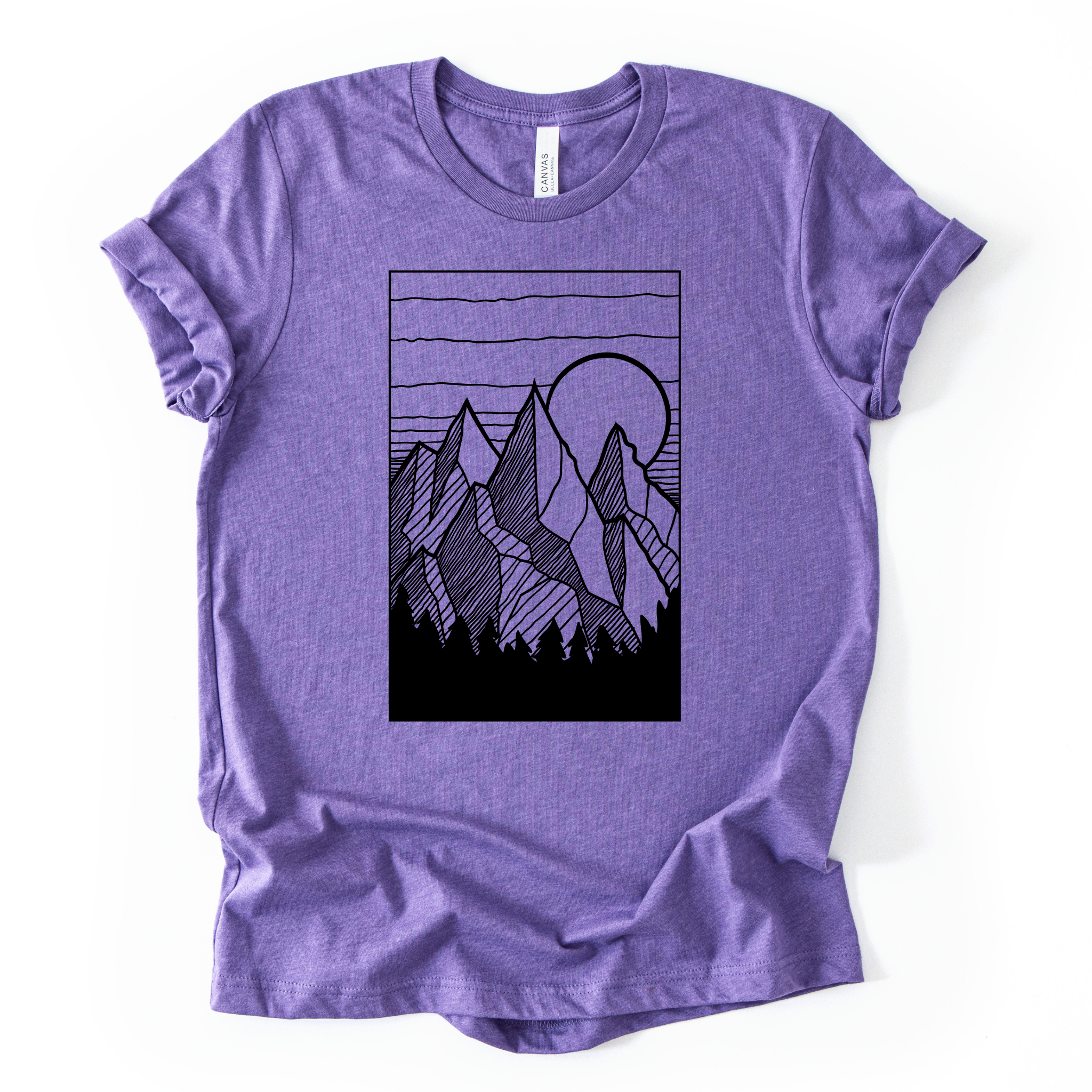 Minimal Mountain Scene Graphic Tee Long Sleeve 033-Graphic Tees-208 Tees Wholesale, Idaho