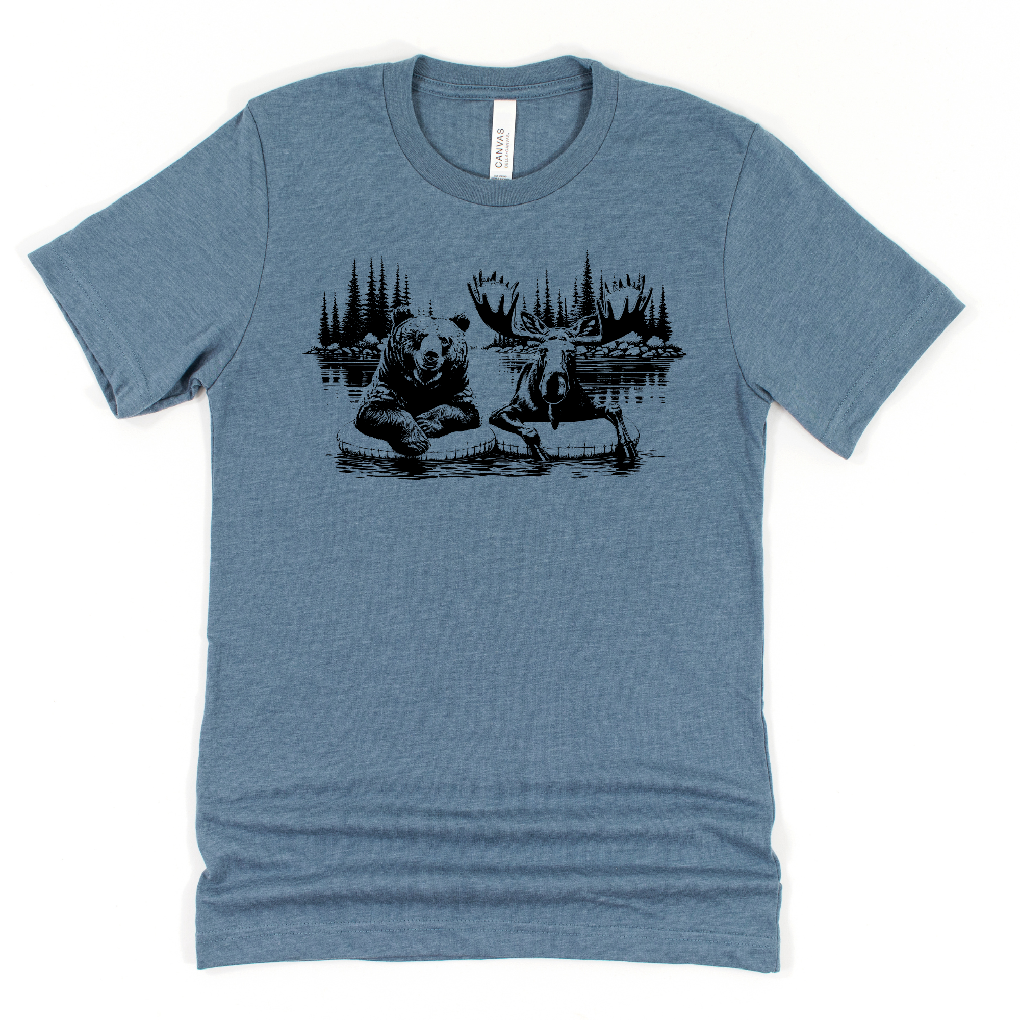 Moose & Bear River Float Graphic Tee Long Sleeve 128-Graphic Tees-208 Tees Wholesale, Idaho