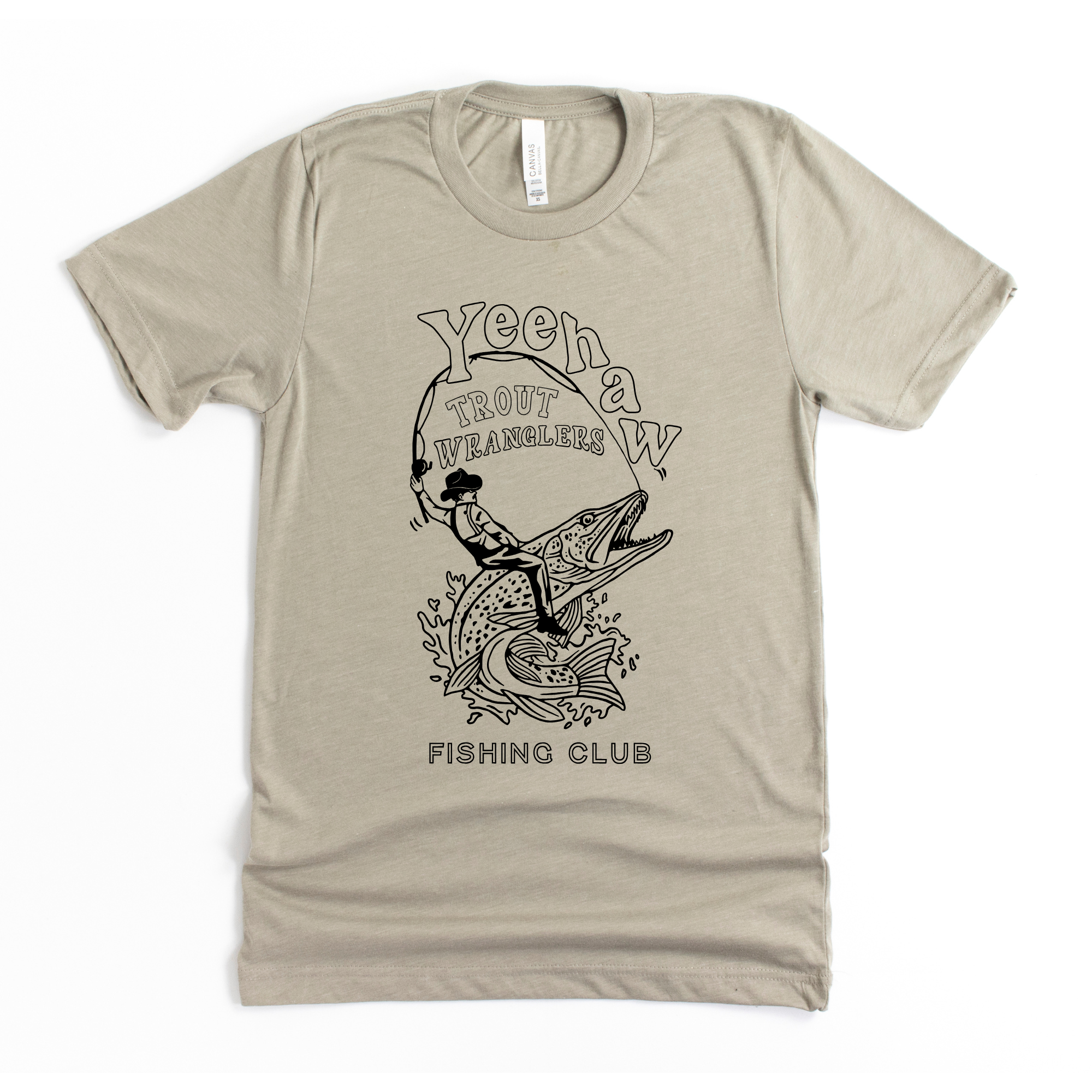 Yeehaw Trout Wranglers Fishing Club Graphic Tee Long Sleeve 143-Graphic Tees-208 Tees Wholesale, Idaho