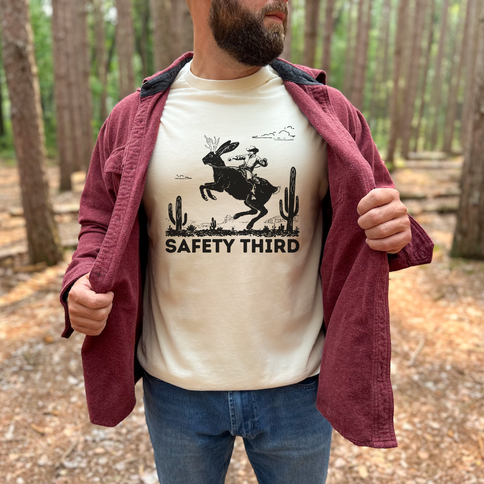 Safety Third Jackalope Graphic Tee Long Sleeve 117-Graphic Tees-208 Tees Wholesale, Idaho