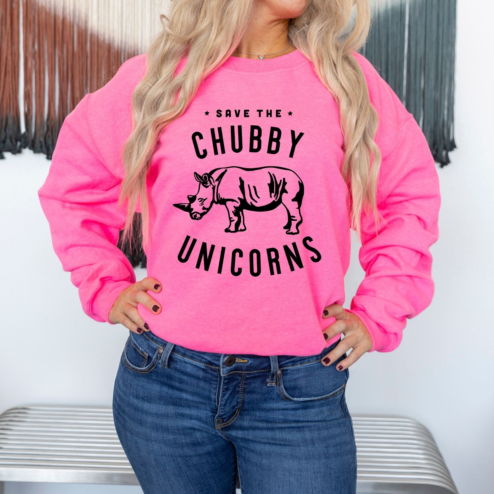 Save the Chubby Unicorns Crewneck - Save Rhinos Hoodie Sweatshirt *UNISEX FIT*-Sweatshirts-208 Tees Wholesale, Idaho