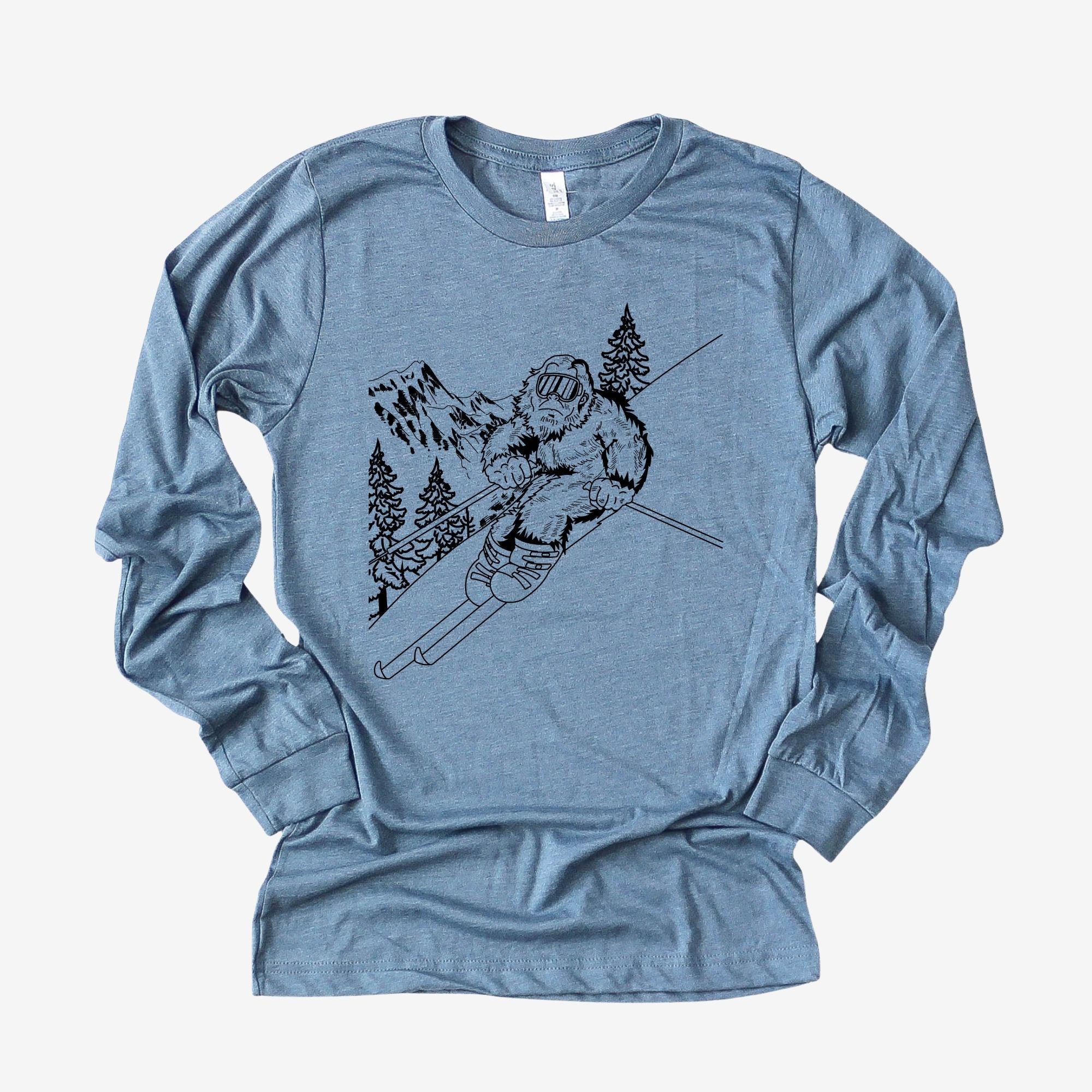 Bigfoot Skiing Long Sleeve 30T *UNISEX FIT*-Long Sleeves-208 Tees Wholesale, Idaho