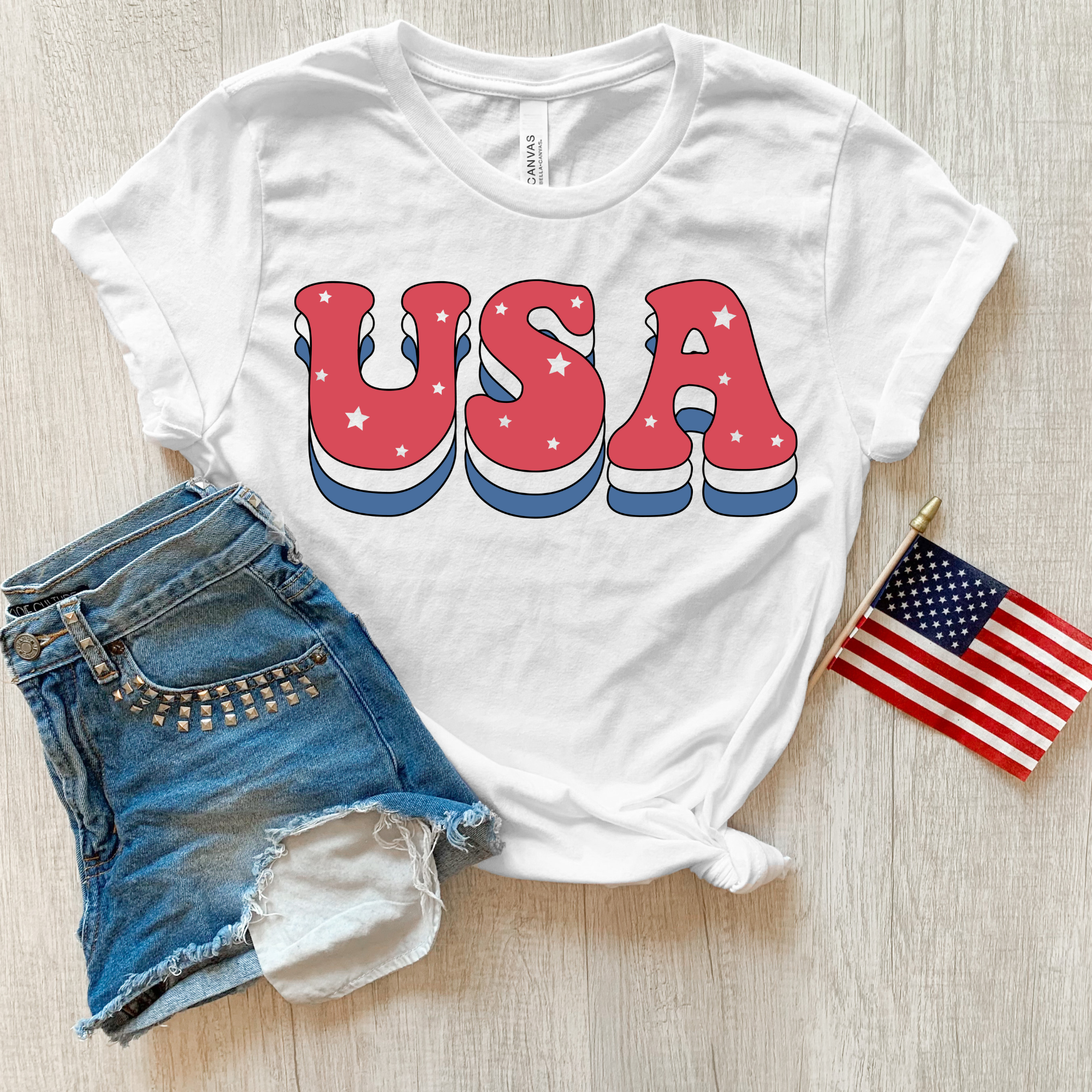 USA Bubble T Shirt for 4th Of July *UNISEX FIT*-Graphic Tees-208 Tees Wholesale, Idaho