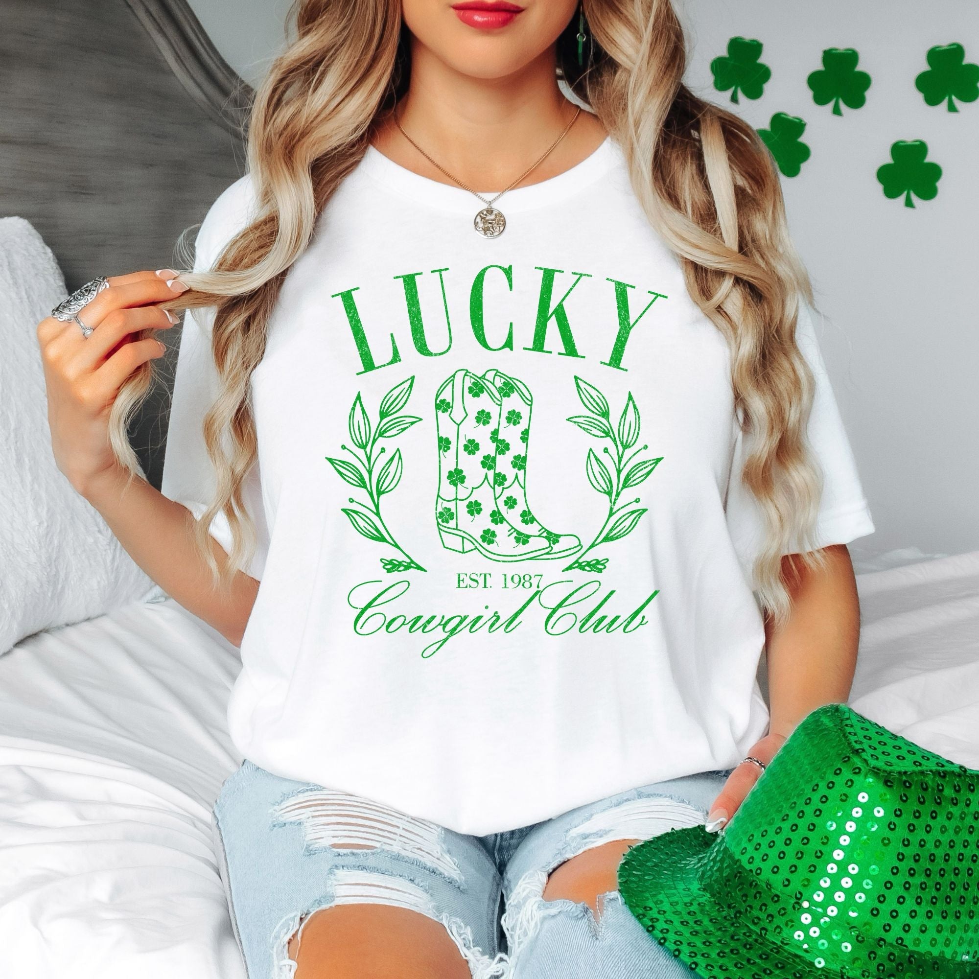 St Patrick's Day Lucky Cowgirl Club for Women *UNISEX FIT*-208 Tees Wholesale, Idaho