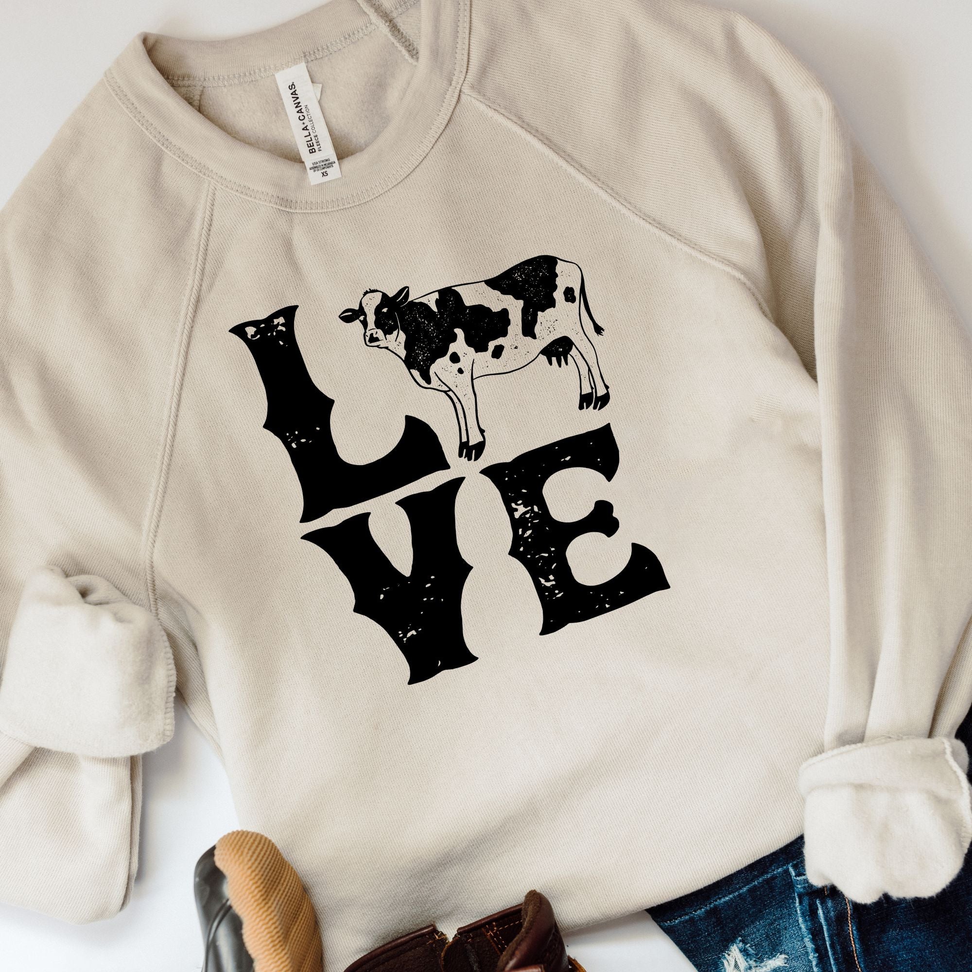 Cow Lover Bella Canvas Sweatshirt or Hoodie *Unisex Fit*-Sweatshirts-208 Tees Wholesale, Idaho