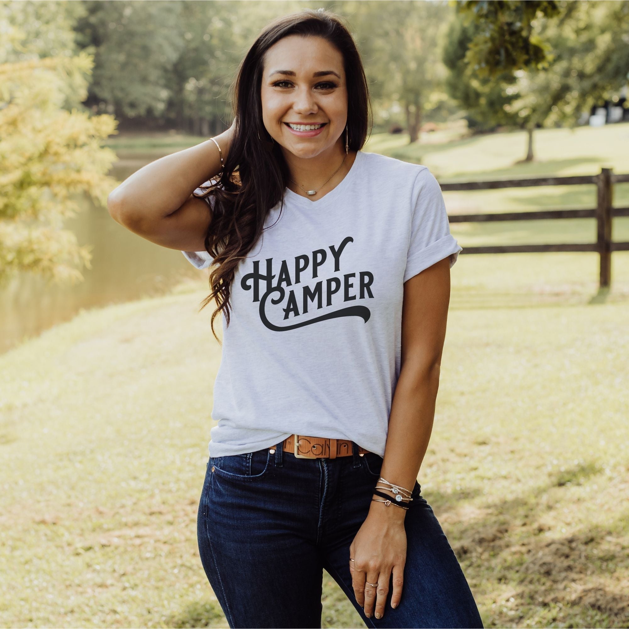 Happy Camper TShirt Camping Shirt for Men and Women *UNISEX FIT*-Mens Tees-208 Tees Wholesale, Idaho