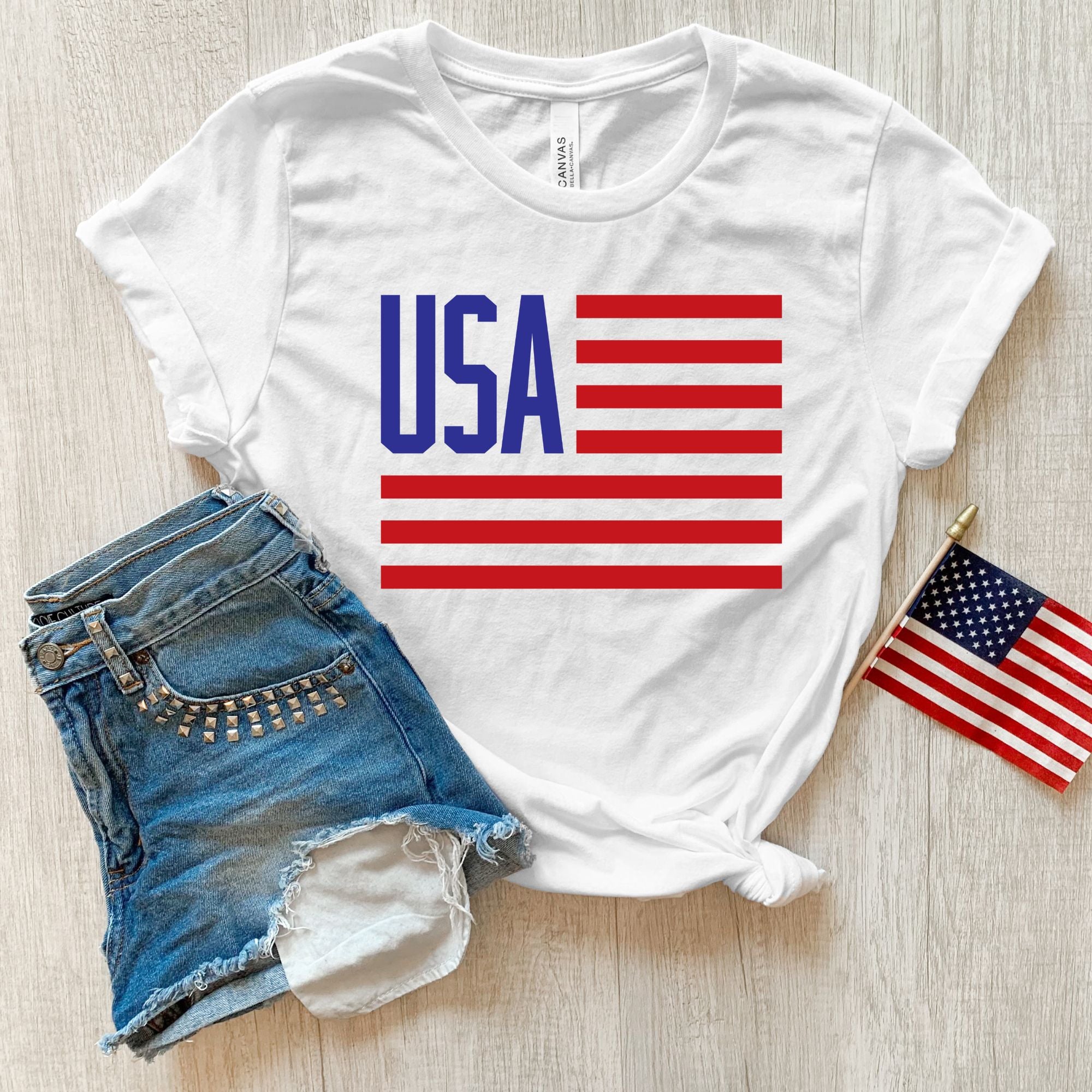 USA Flag T Shirt for Women 4th Of July *UNISEX FIT*-Graphic Tees-208 Tees Wholesale, Idaho