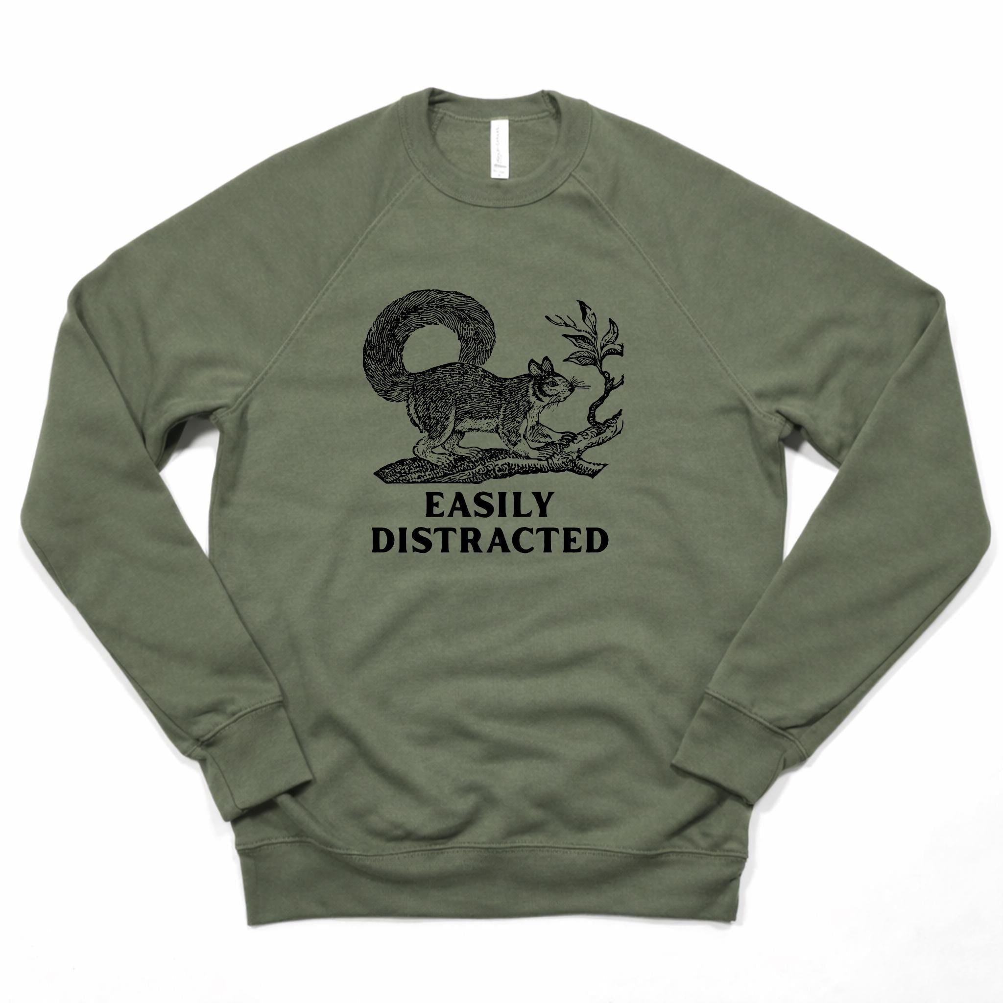 WHOLESALE Easily Distracted Squirrel Crewneck | Hoodie Sweatshirt 316-Sweatshirts-208 Tees Wholesale, Idaho
