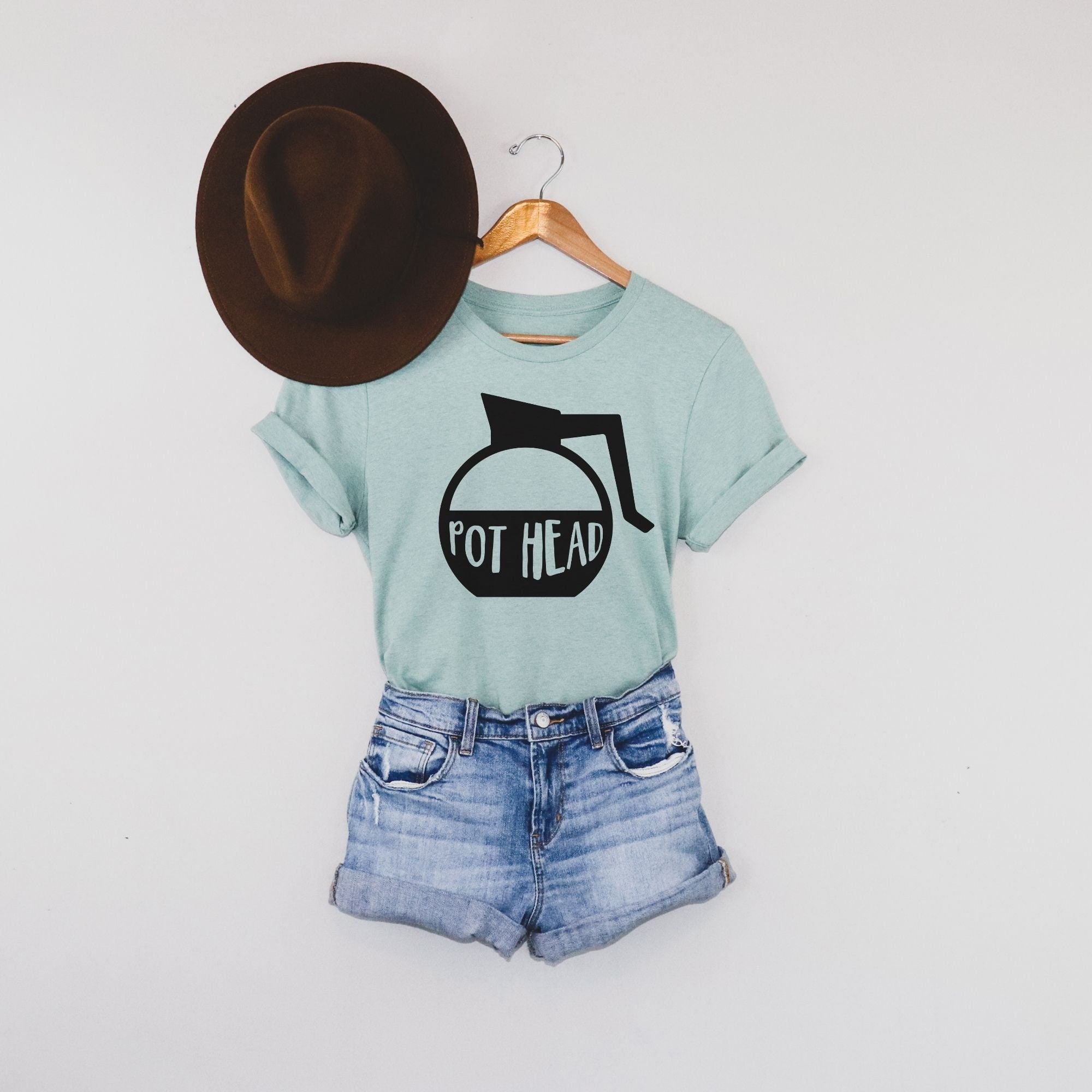 Pot Head Coffee Graphic Tee Long Sleeve 098-Graphic Tees-208 Tees Wholesale, Idaho