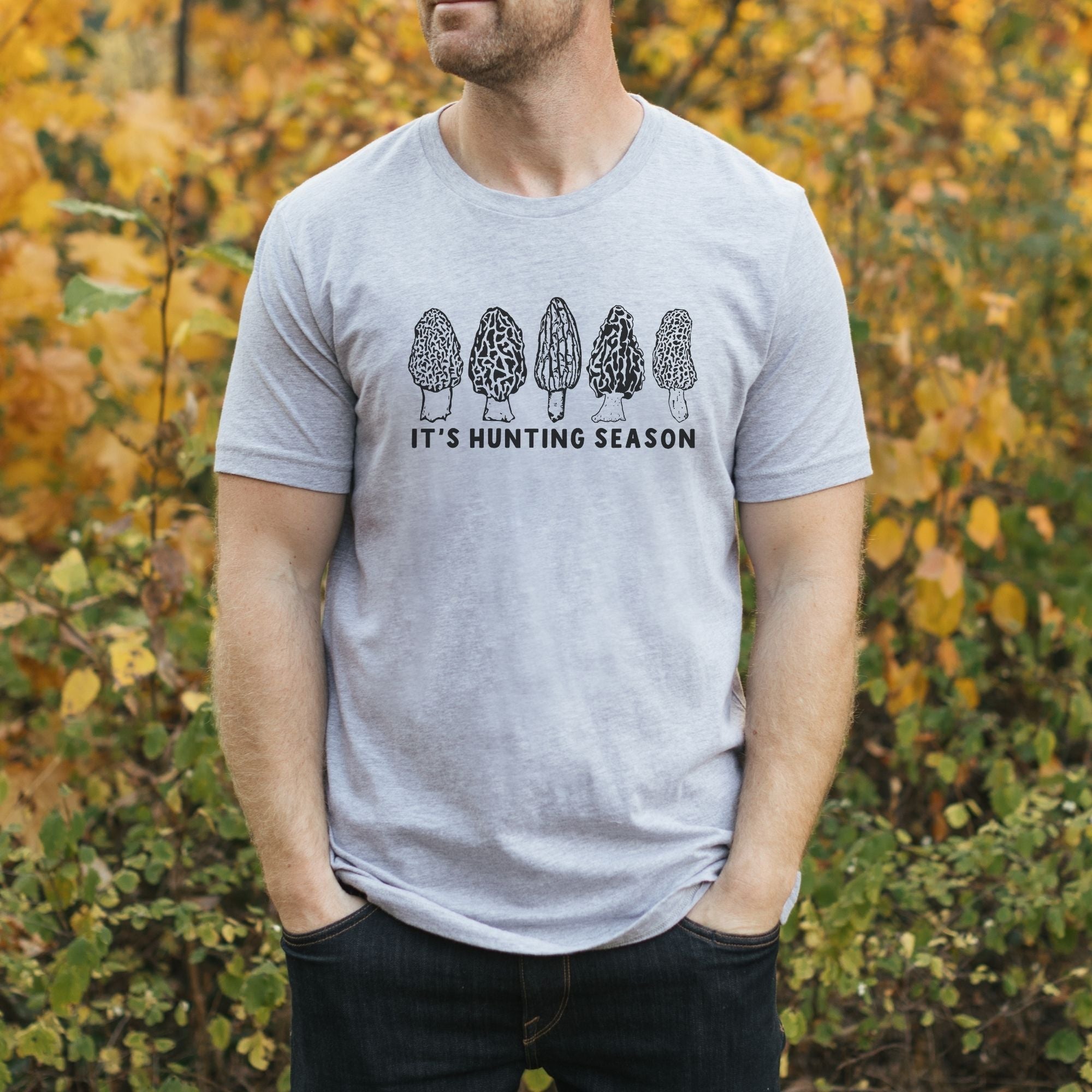 It’s Hunting Season Mushroom Graphic Tee Long Sleeve 213-Graphic Tees-208 Tees Wholesale, Idaho