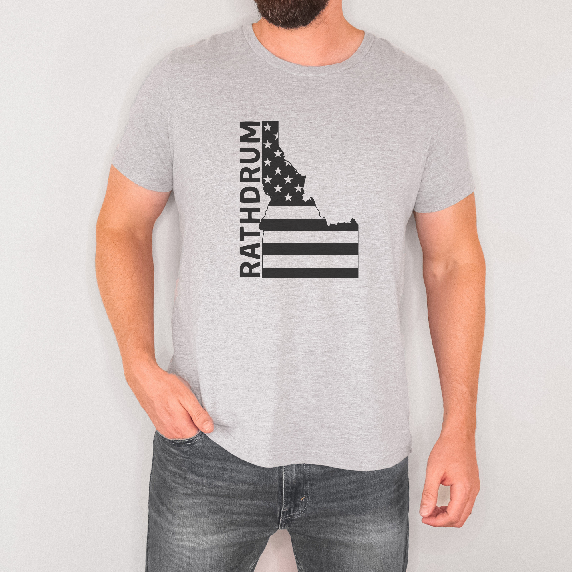 Rathdrum Idaho American Flag Graphic Tee Long Sleeve 224-Graphic Tees-208 Tees Wholesale, Idaho