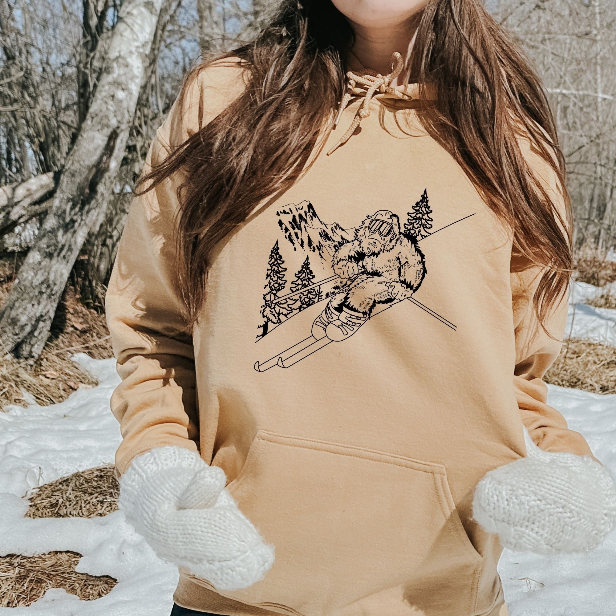 Bigfoot Skiing Hoodie - Crewneck Sweatshirt for Skier *UNISEX FIT*-Sweatshirts-208 Tees Wholesale, Idaho