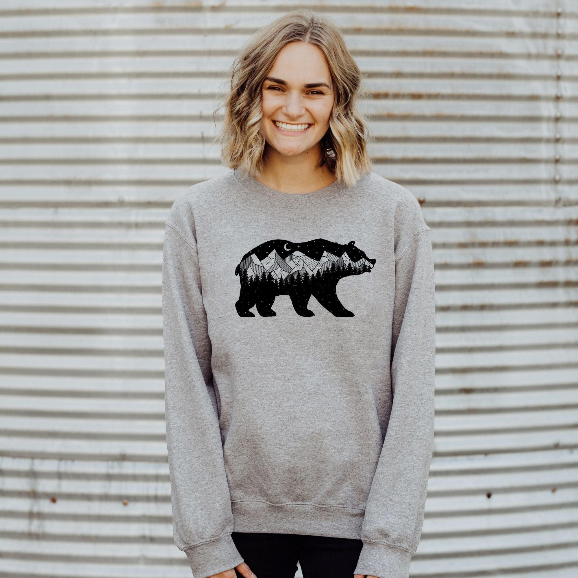 Midnight Bear Gildan Sweatshirt or Crewneck *UNISEX FIT*-Sweatshirts-208 Tees Wholesale, Idaho