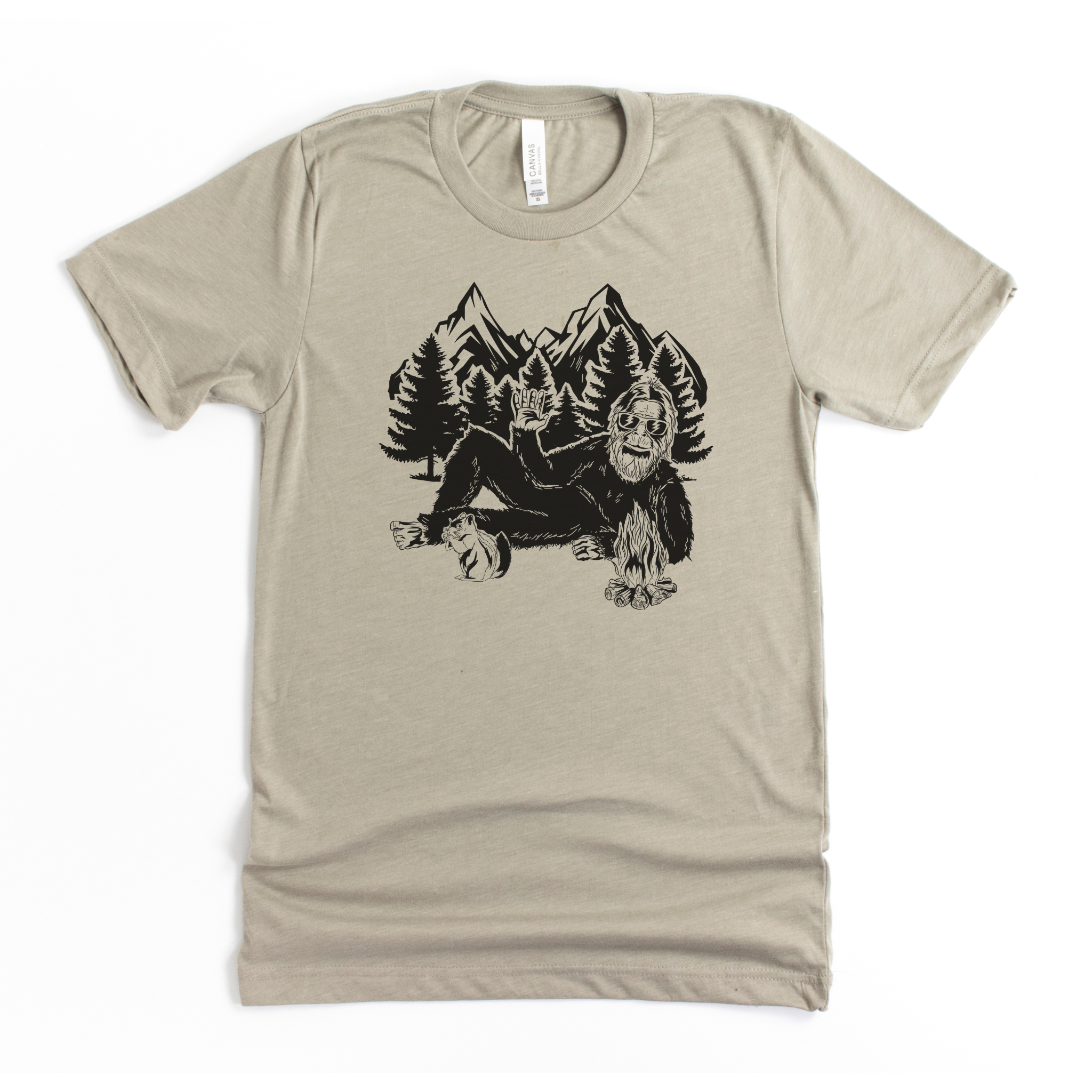 Bigfoot Relaxing in the Forest Graphic Tee Long Sleeve 226-Graphic Tees-208 Tees Wholesale, Idaho