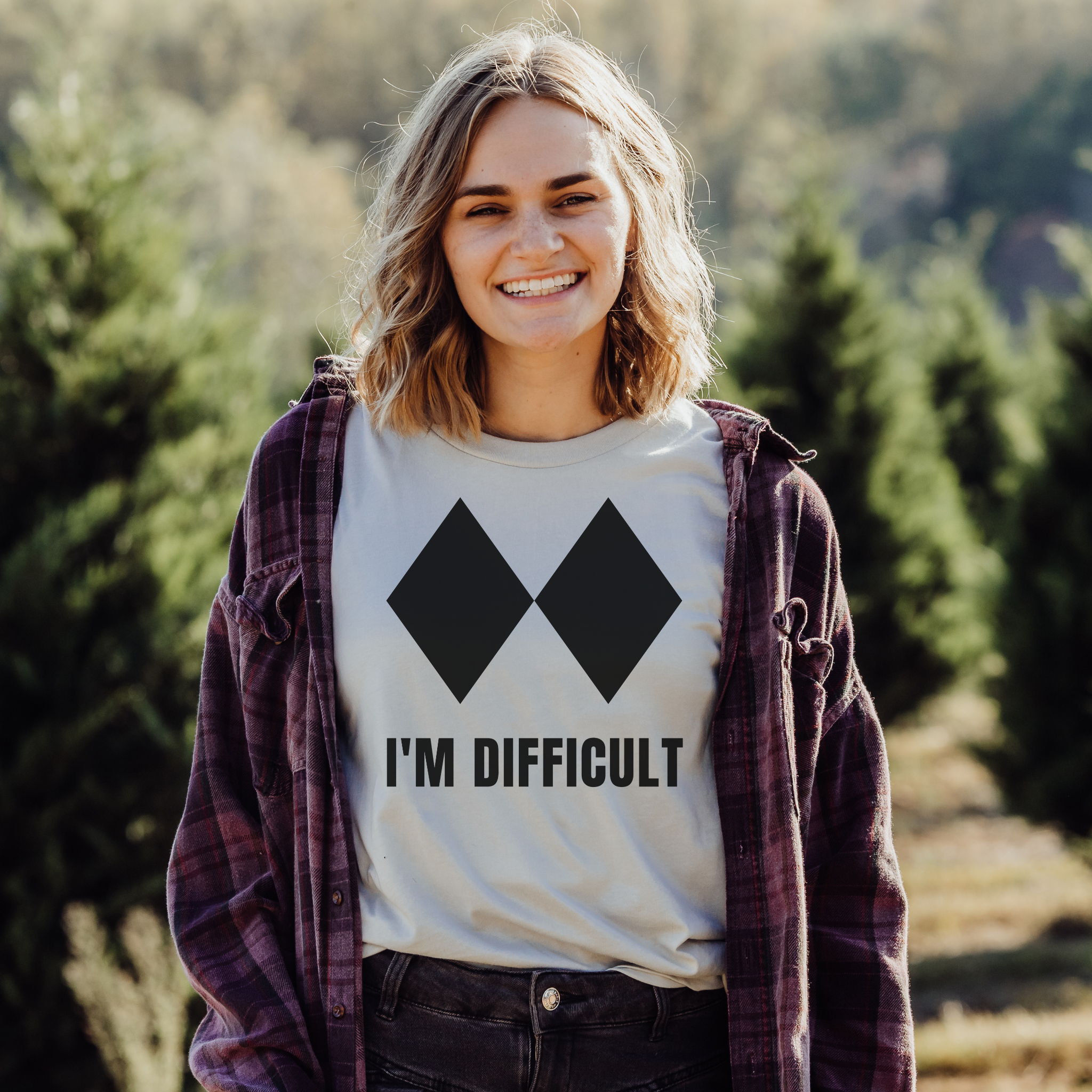 I’m Difficult Double Black Diamond Graphic Tee Long Sleeve 166-Graphic Tees-208 Tees Wholesale, Idaho