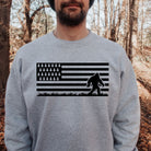 Bigfoot American Flag Sweatshirt - Trees in Flag Sasquatch Hoodie *UNISEX FIT*-Sweatshirts-208 Tees Wholesale, Idaho