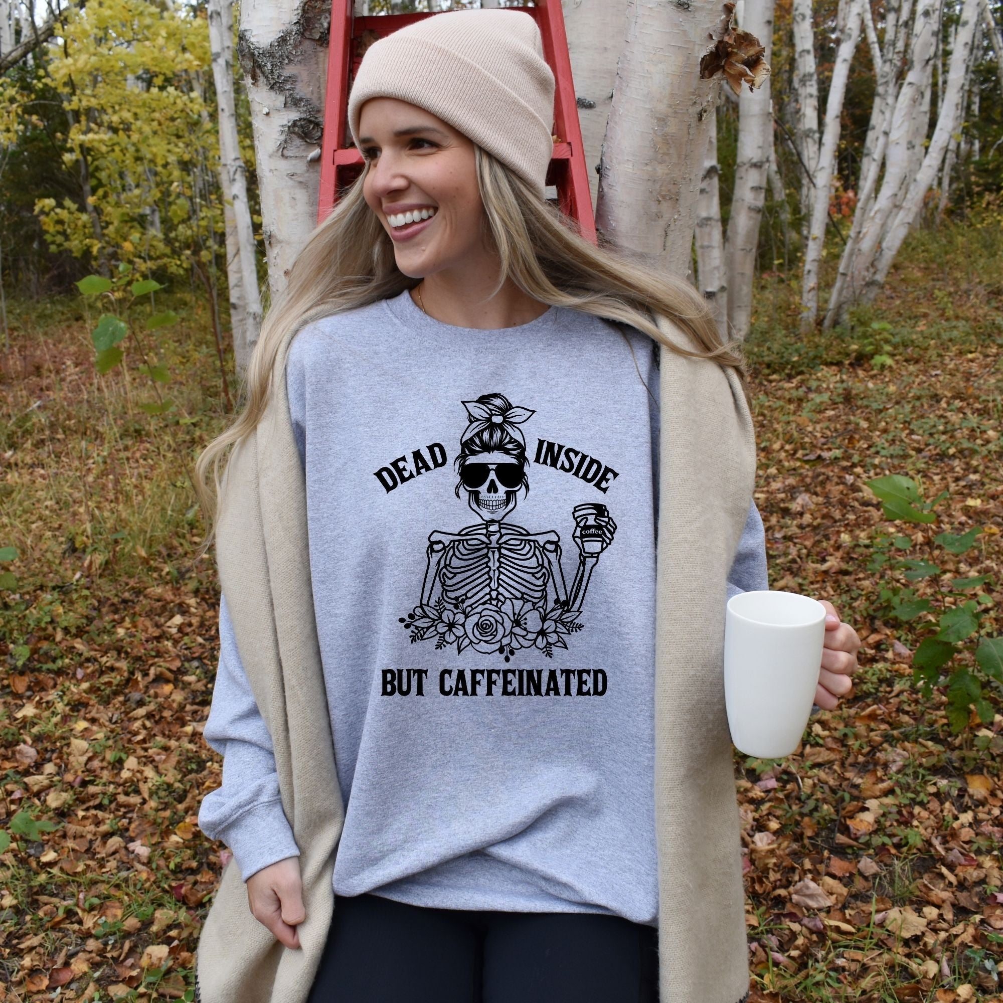 Hilarious Skeleton Coffee Sweatshirt - Coffee Addict Hoodie or Crewneck *UNISEX FIT*-Sweatshirts-208 Tees Wholesale, Idaho