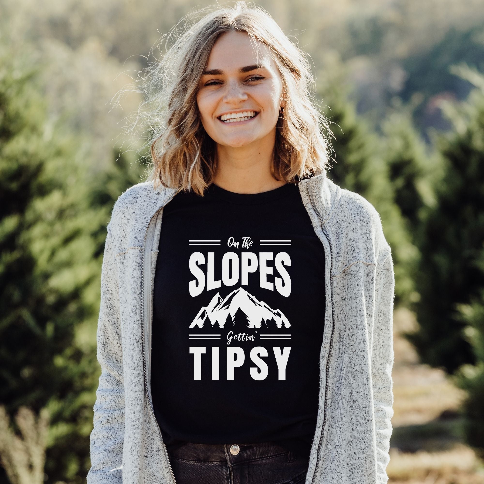 On The Slopes Gettin' Tipsy Skiing and Snowboarding T Shirt for Women *UNISEX FIT*-208 Tees Wholesale, Idaho