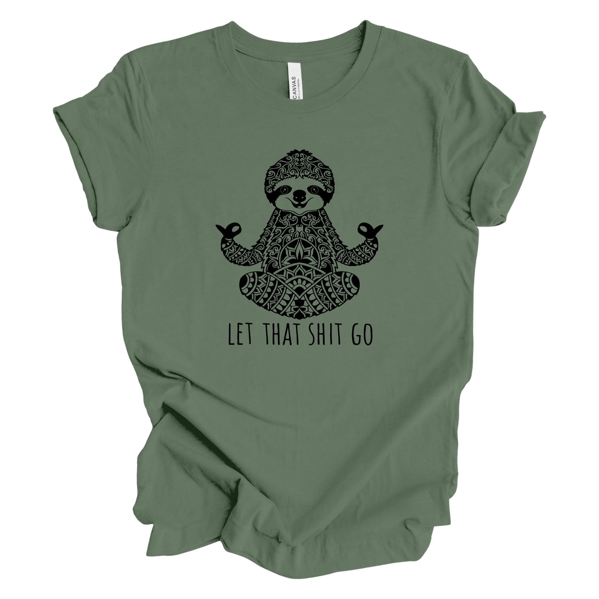Let That Shit Go Sloth Yoga Graphic Tee Long Sleeve 045-Graphic Tees-208 Tees Wholesale, Idaho