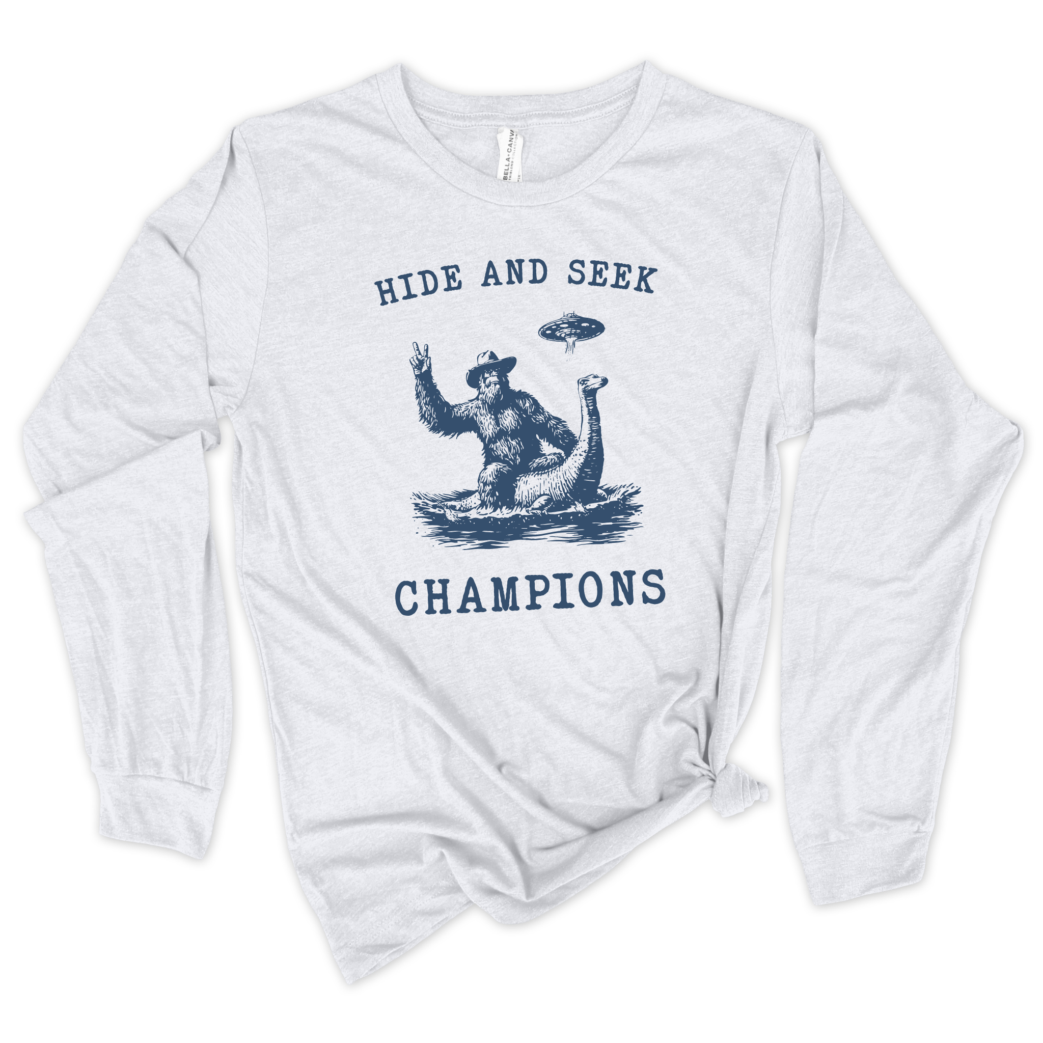 Hide and Seek Champs Bigfoot & Nessie Graphic Tee | Long Sleeve | Crewneck Sweatshirt | Hoodie 263-Graphic Tees-208 Tees Wholesale, Idaho