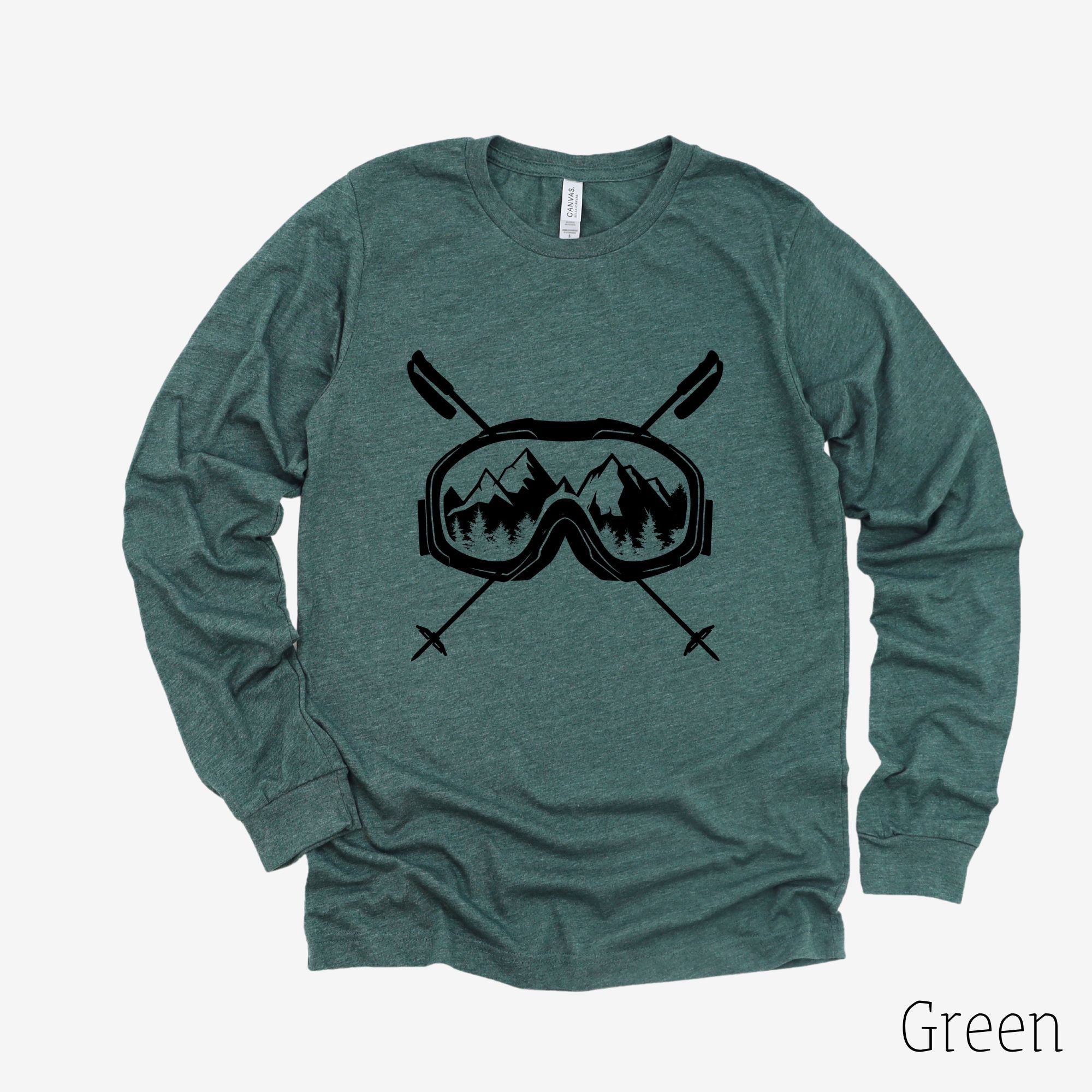 Ski Goggles Long Sleeve 30T *UNISEX FIT*-Long Sleeves-208 Tees Wholesale, Idaho