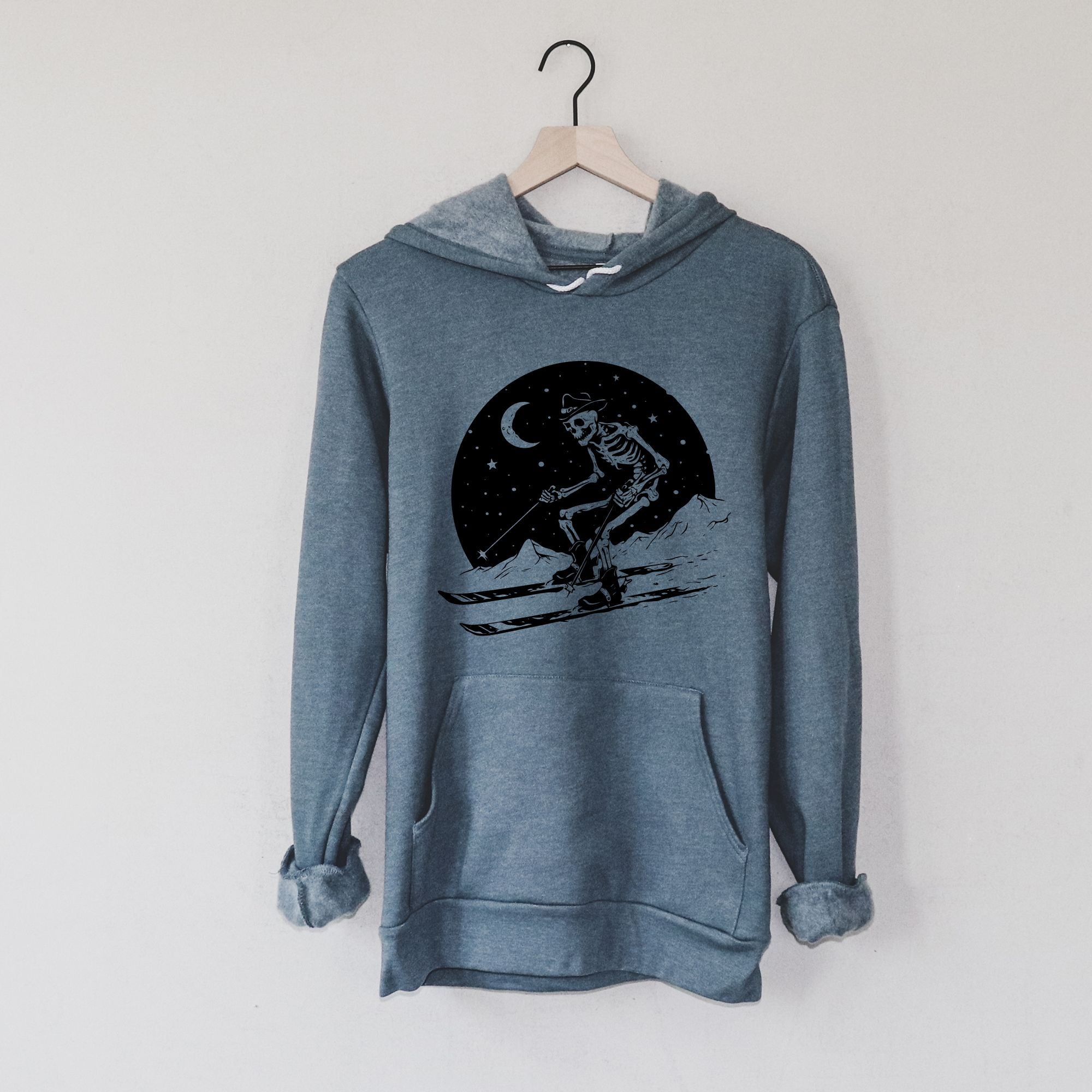 Skeleton Skiing Bella Canvas Sweatshirt or Hoodie *Unisex Fit*-Sweatshirts-208 Tees Wholesale, Idaho