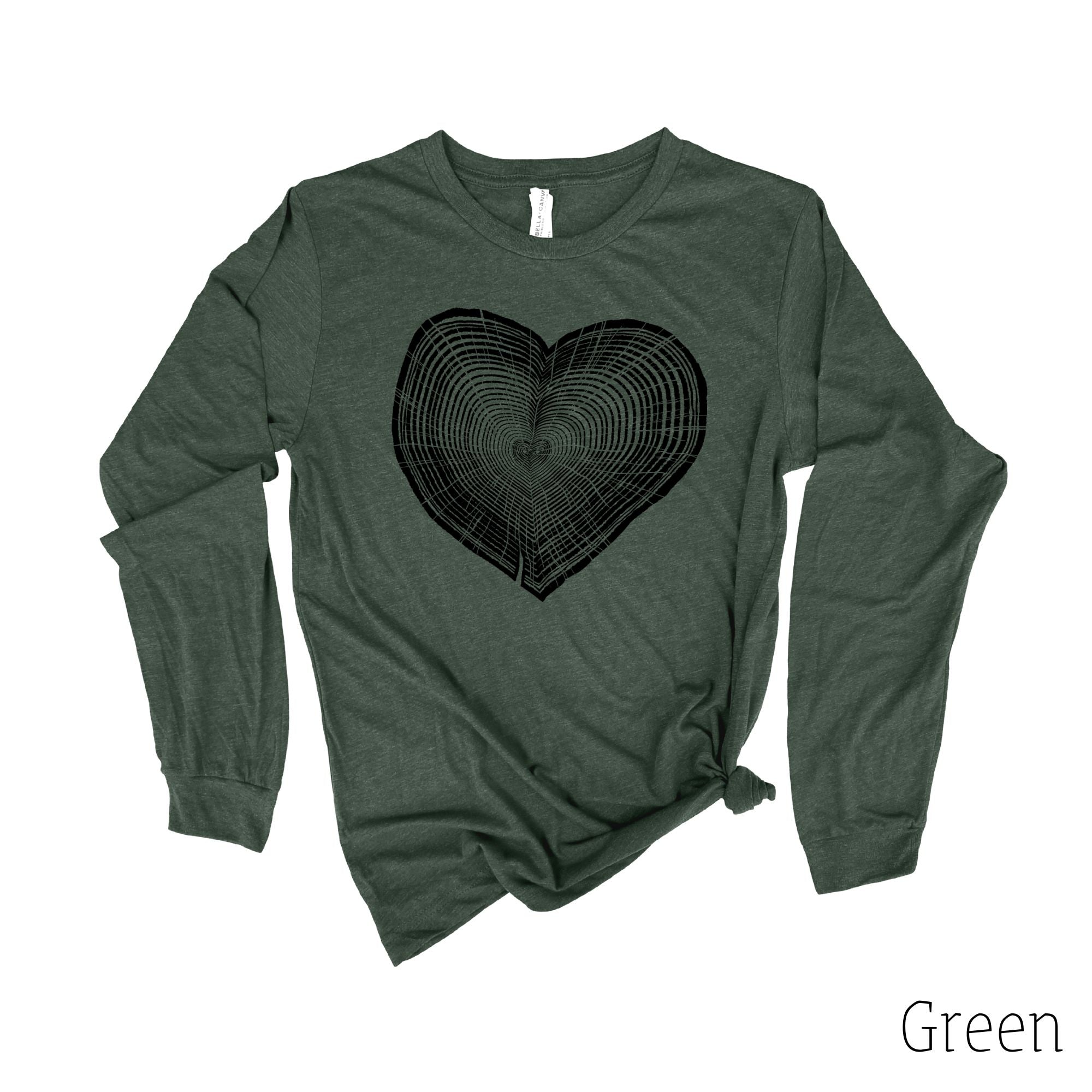 Tree Trunk Heart Long Sleeve Shirt 32T *UNISEX FIT*-Long Sleeves-208 Tees Wholesale, Idaho