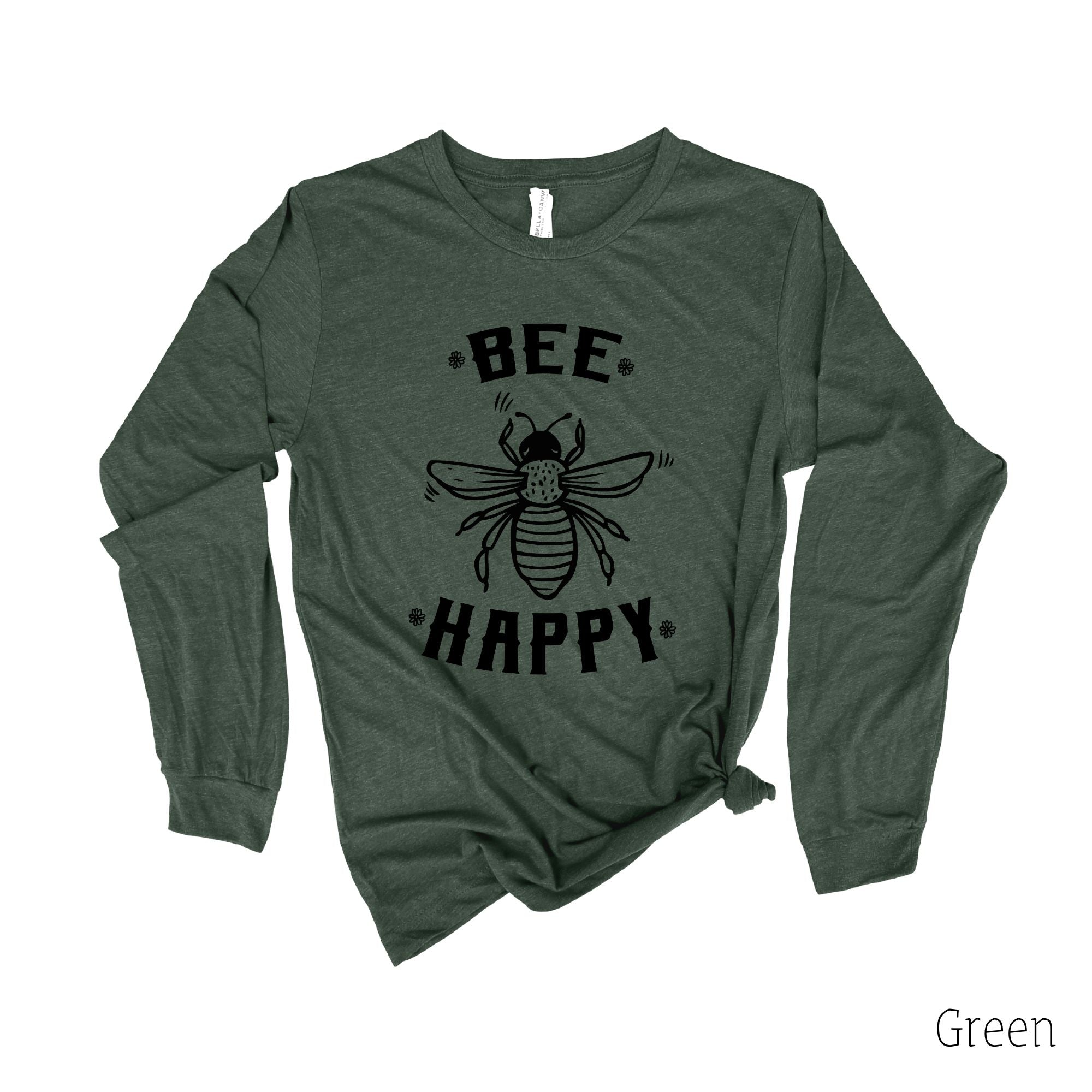 Bee Happy Long Sleeve *UNISEX FIT*-Long Sleeves-208 Tees Wholesale, Idaho