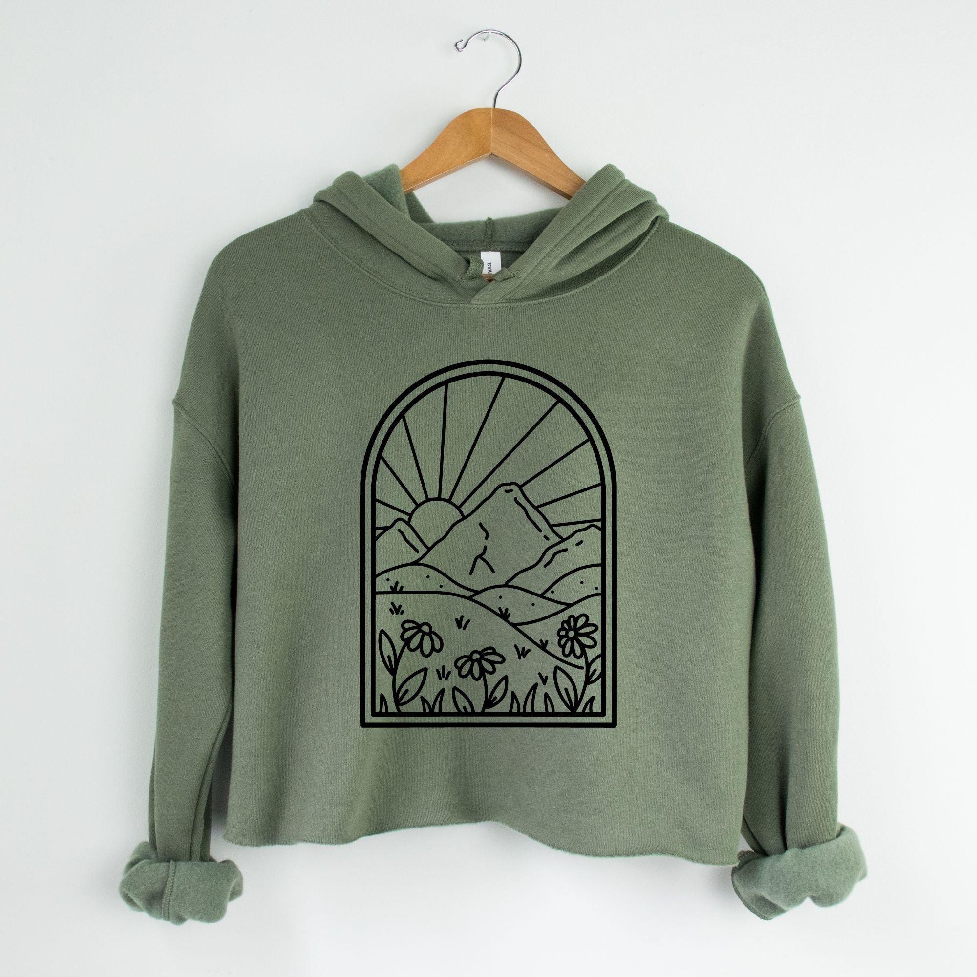 Floral Alpine Mountains Bella Canvas Cropped Sweatshirt or Crop Hoodie *Women's Crop Fit*-208 Tees Wholesale, Idaho