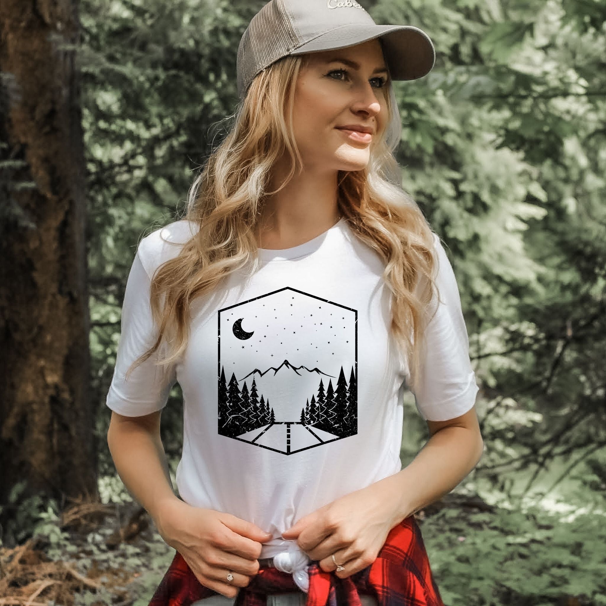 Nature Road Through Mountains Graphic Tee Long Sleeve 012-Graphic Tees-208 Tees Wholesale, Idaho