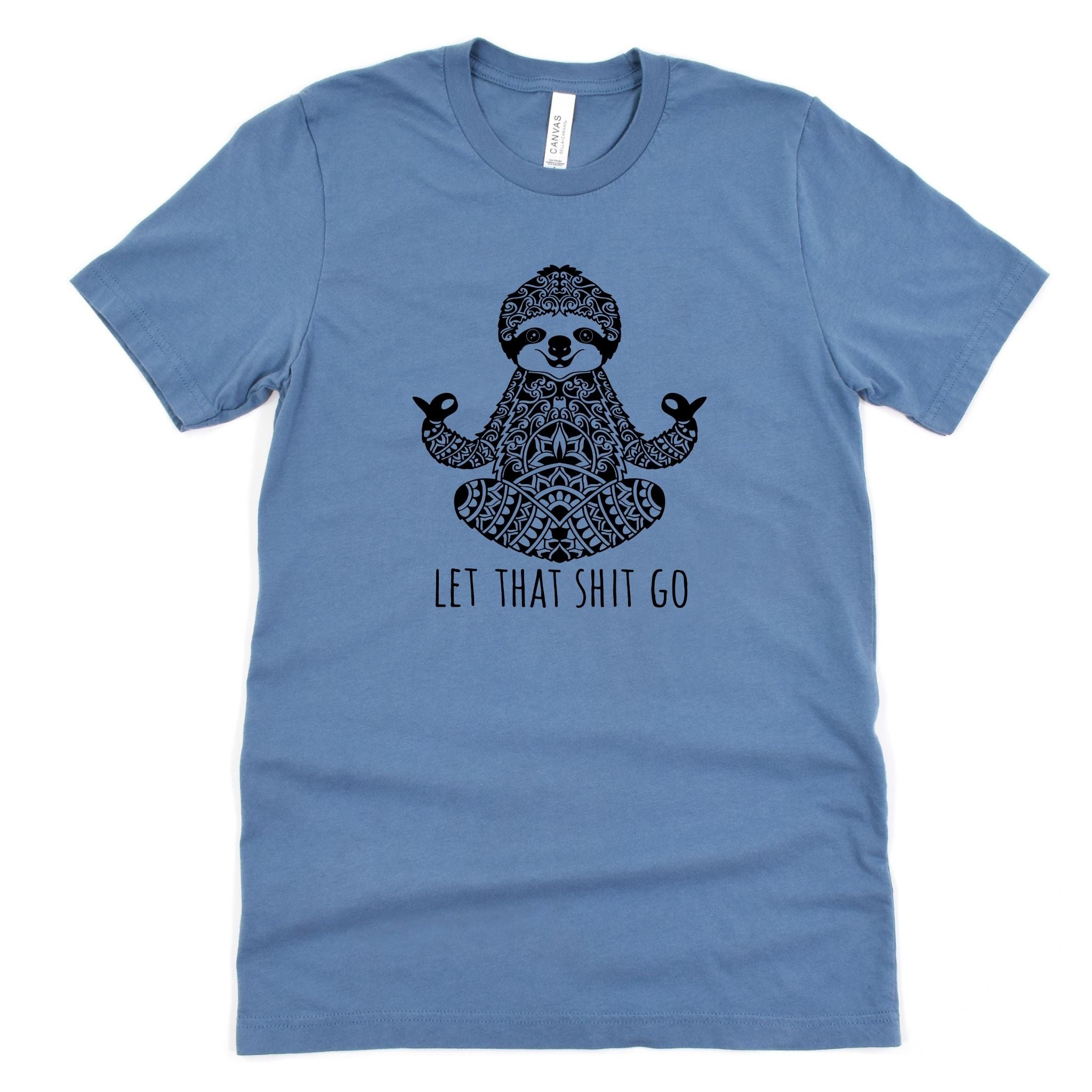 Let That Shit Go Sloth Yoga Graphic Tee Long Sleeve 045-Graphic Tees-208 Tees Wholesale, Idaho
