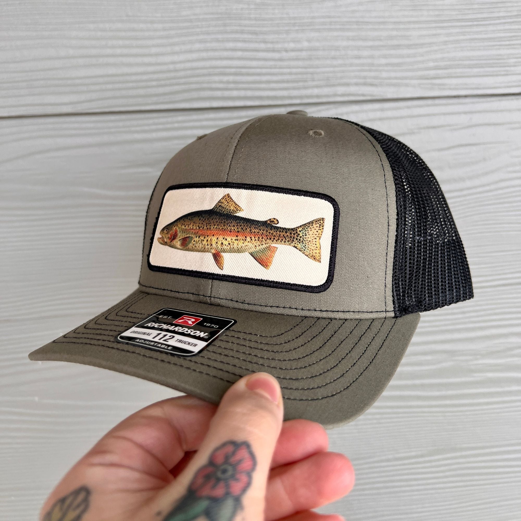 Rainbow Trout Fishing Hat - Richardson Loden Green/Black-Hats-208 Tees Wholesale, Idaho